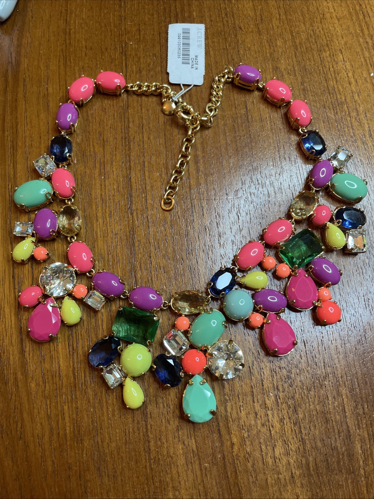 J Crew Bright Color Candy Rainbow Glass And Acrylic Statement Necklace