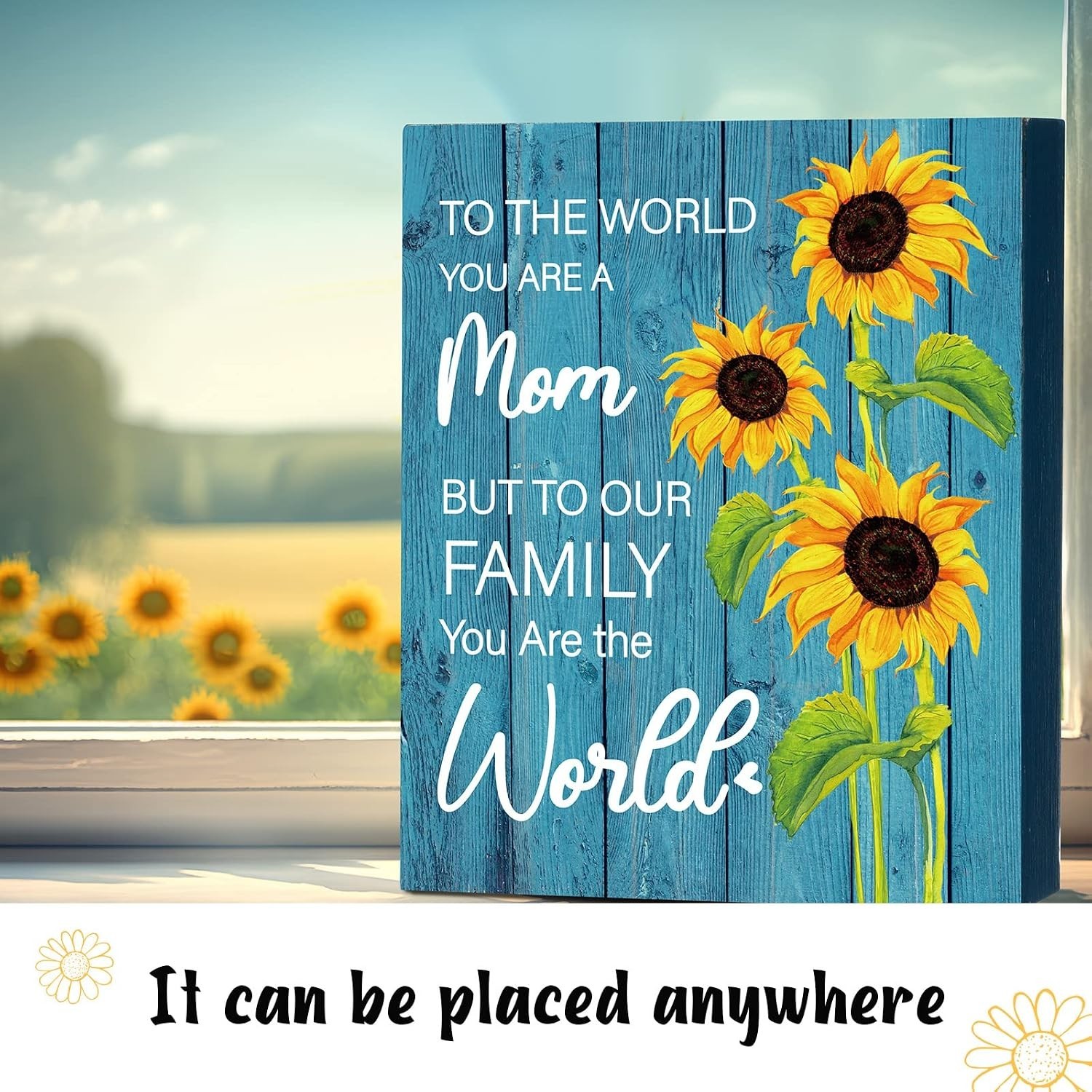Classic Wooden Mom Sign with Sunflowers – Perfect for Mother’s Day Gift