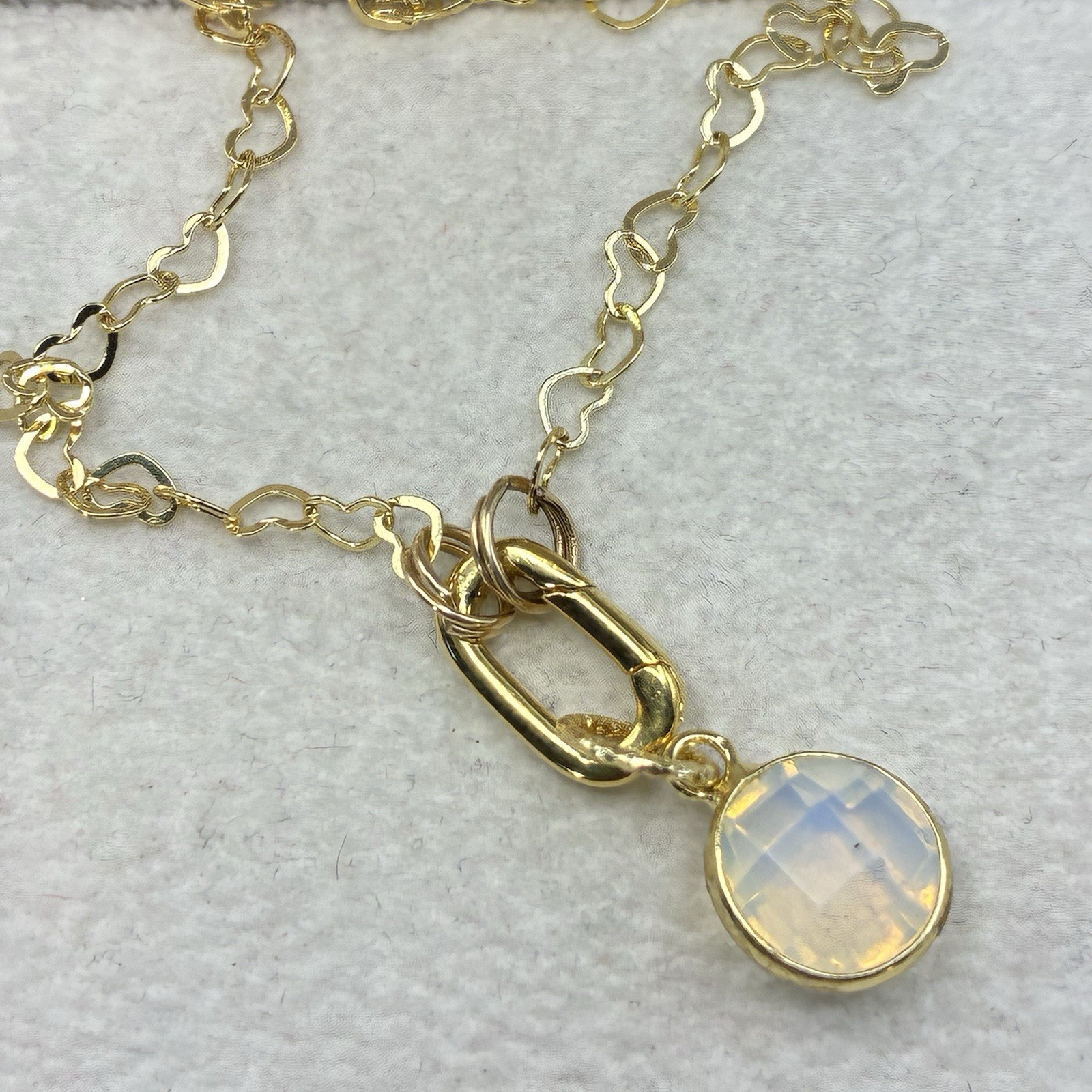 Sparkling 14k Gold Filled Heart Chain with Alluring GF Opalite Pendant Necklace