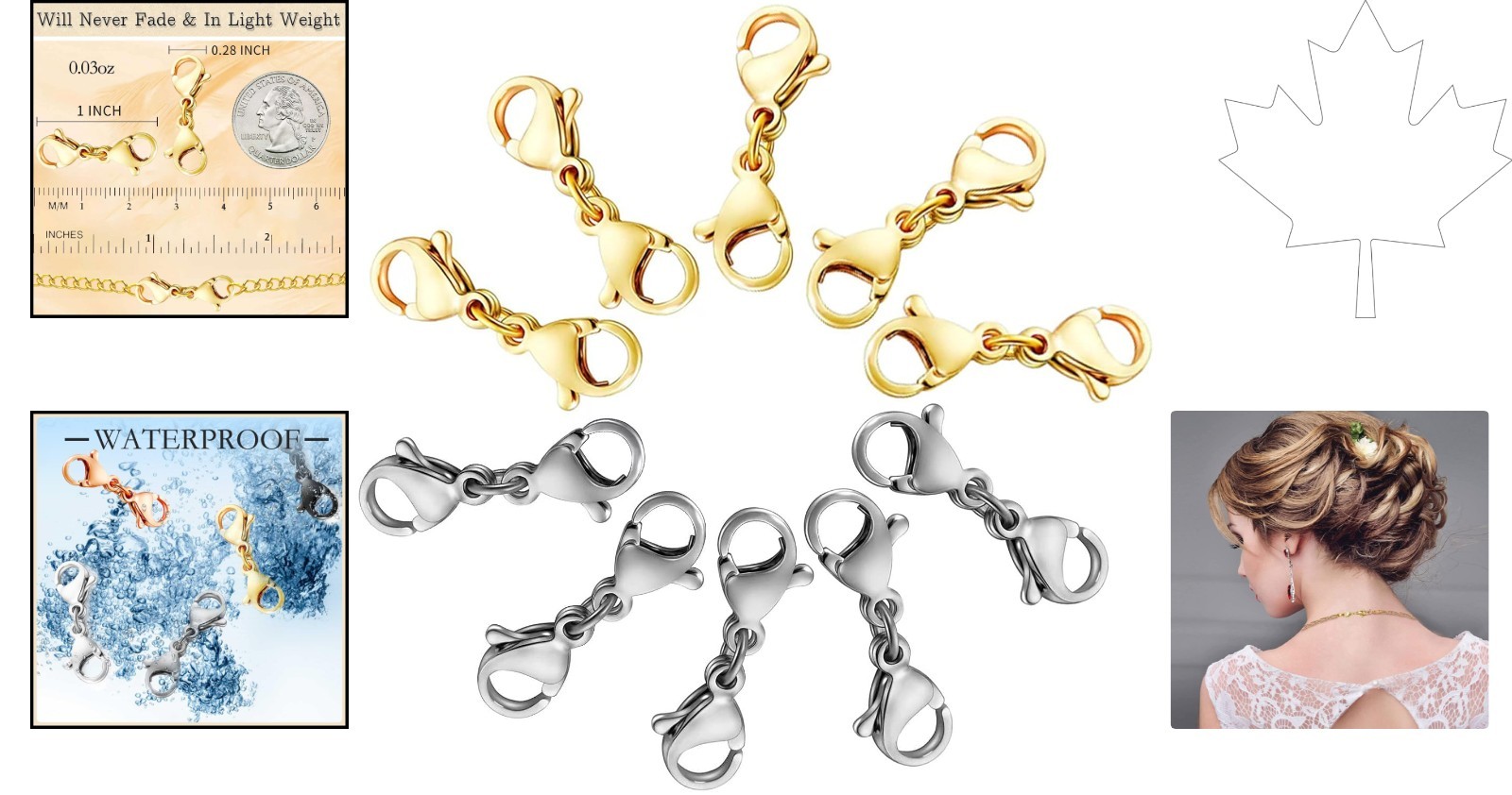 10 Pack Double Lobster Clasps – Exquisite Necklace Extenders in Gold & Silver
