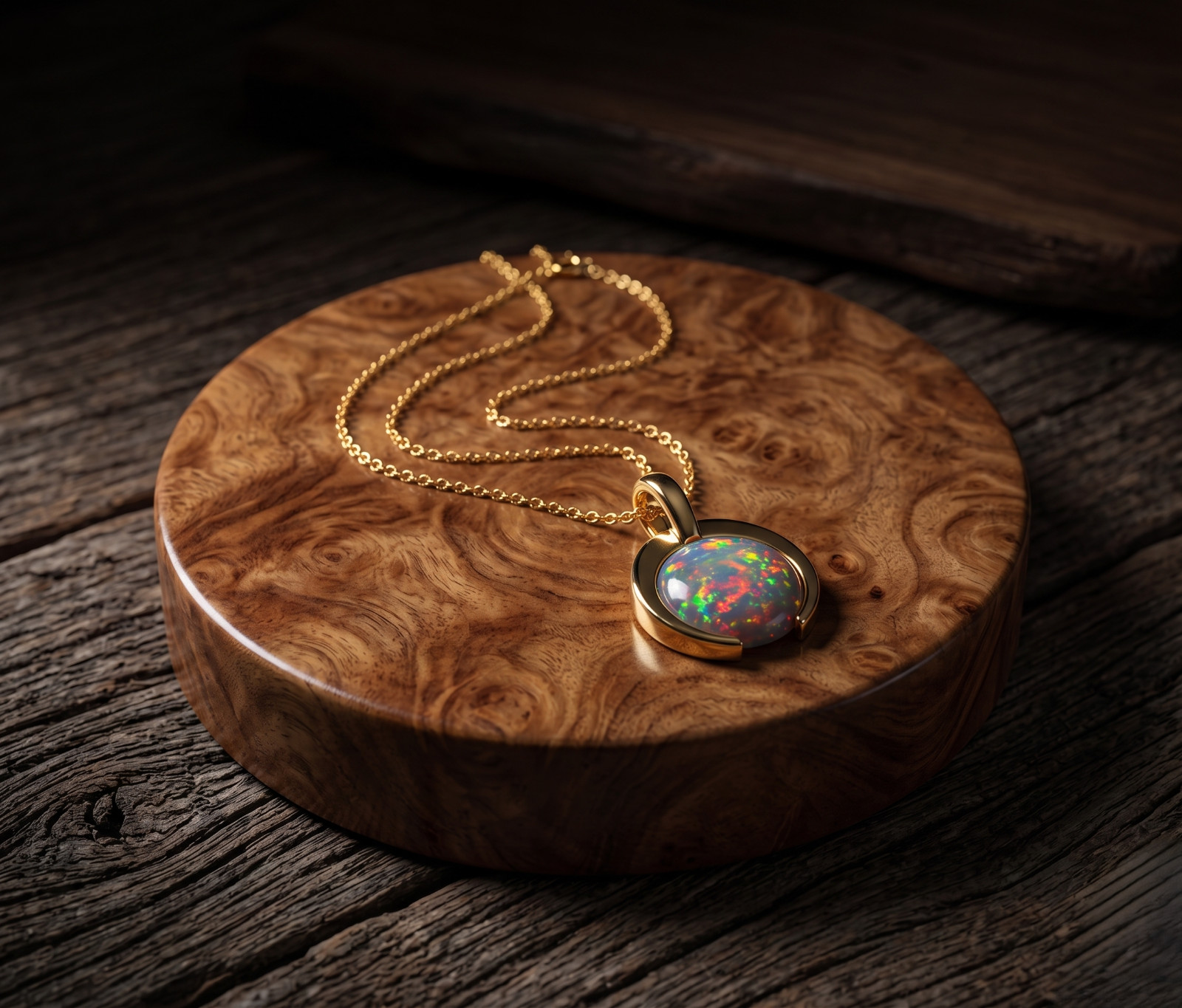Ethiopian Opal Pendant 18k Gold Filled Fire Opal Womens Handmade Pendant Gift