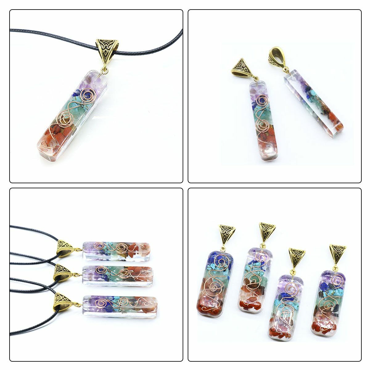 7 Chakra Natural Stone Energy Pendant Necklace Yoga Reiki Healing Amulet Gifts