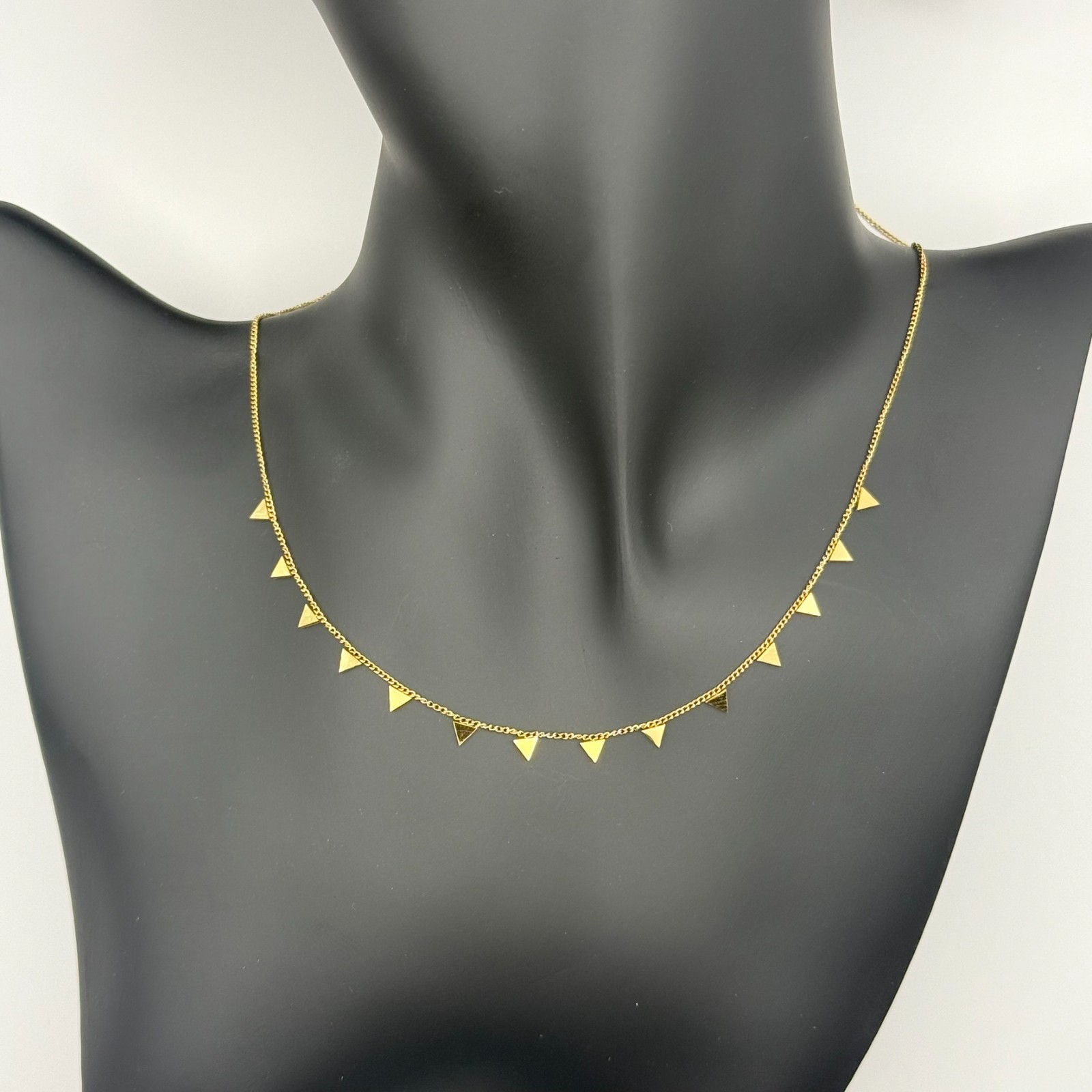 Gold Triangle Fringe Chain Necklace Women Stainless Steel Tarnish Free