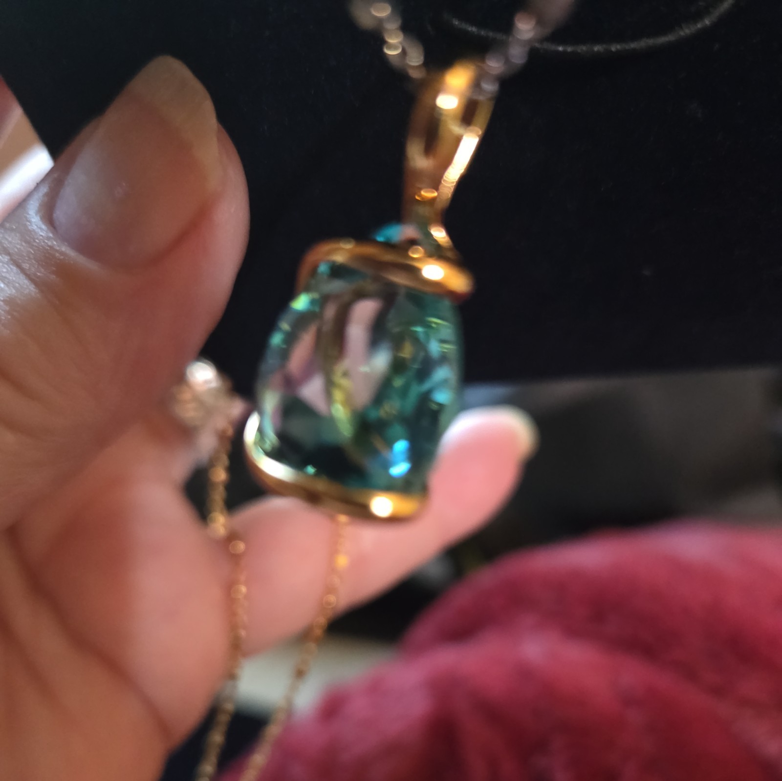STAUER 18” Cristalli Fluente 24k finished Pendant Necklace Aqua NIB