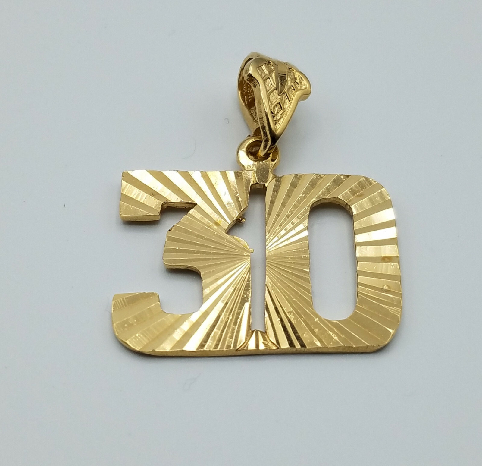 Gold Number Pendant a larger Diamond-Cut 24k GP Jersey Numbers 26-50