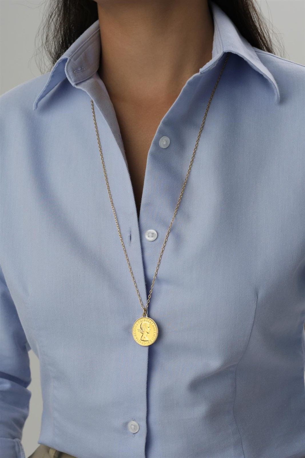 18K Gold Plated British 1/2 Penny Coin Medallion | Necklace | Queen Elizabeth II