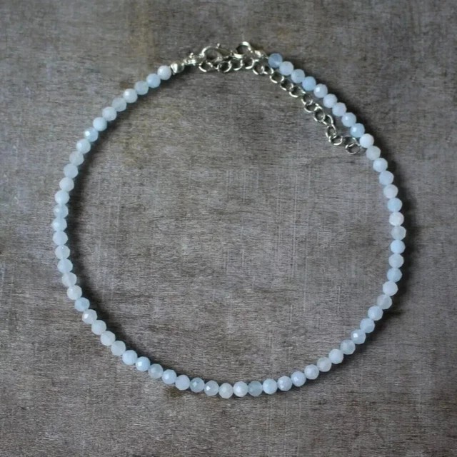 Blue Aquamarine Choke Necklace Tiny 2mm Beaded r Healing Delicate Women Crystal