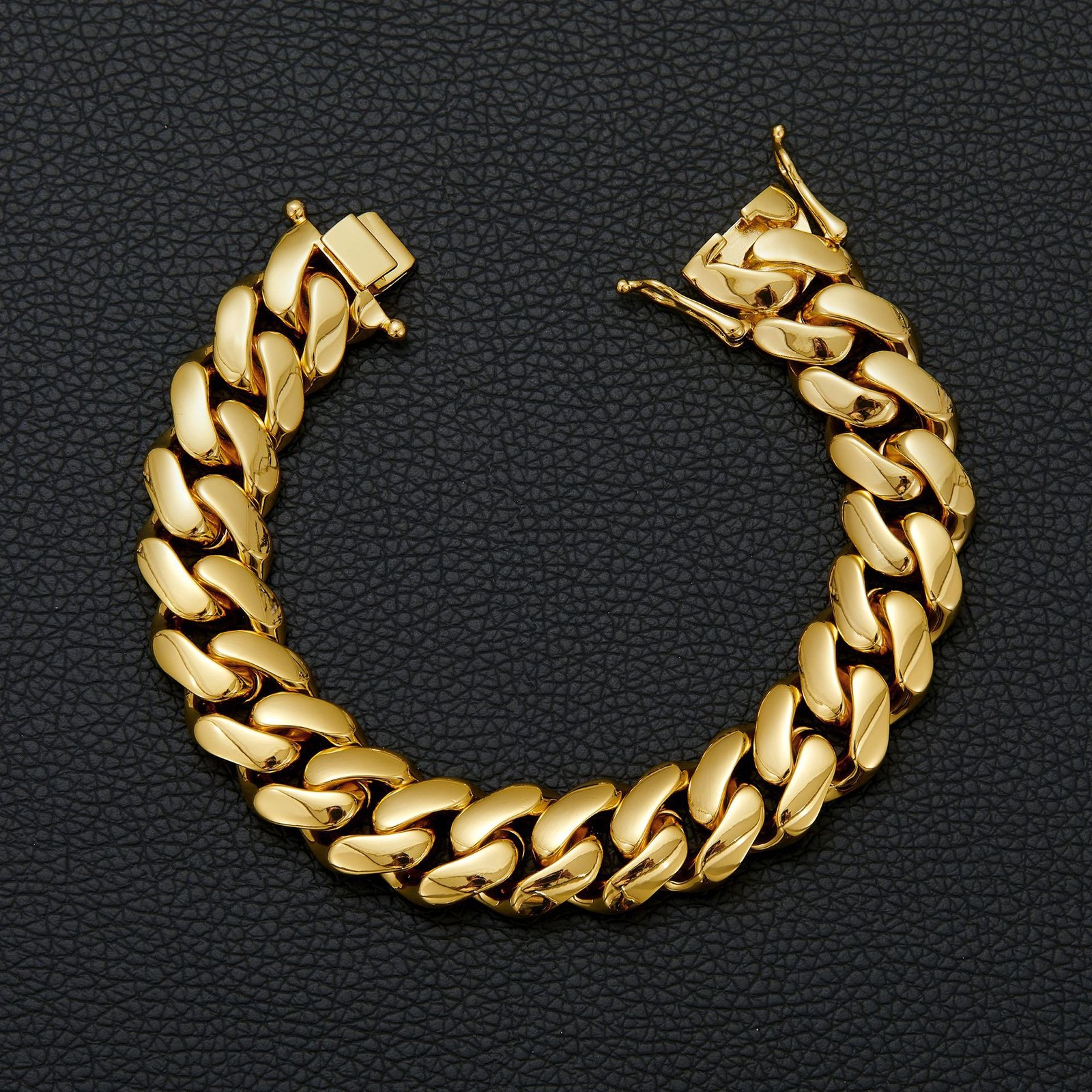 10mm-22mm Stainless Steel Miami Cuban Chain Necklace Bracelet 18K Gold Plated