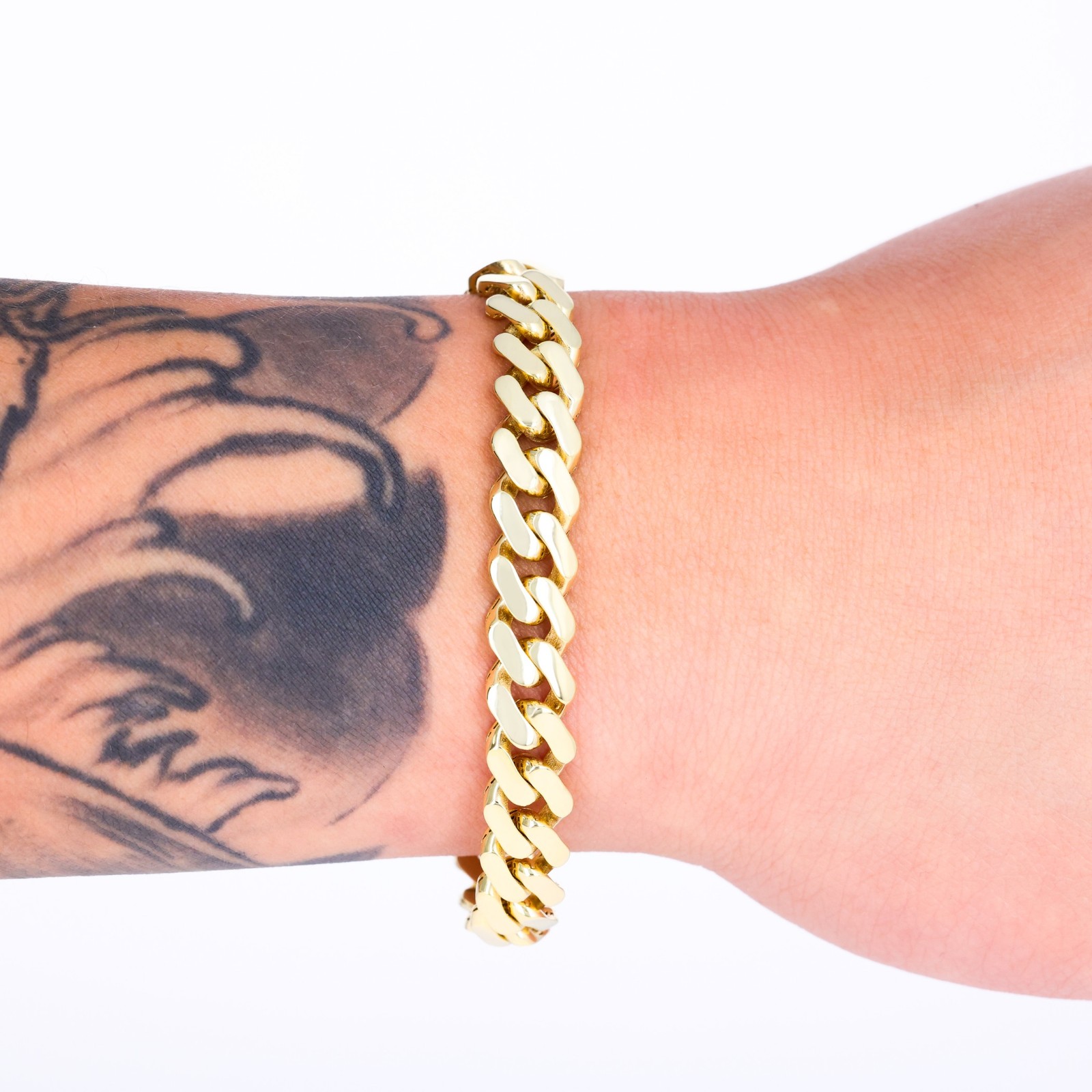 10K Yellow Gold Miami Cuban 9mm Monaco Chain Bracelet Mens Womens 6″ 7″ 8″ 9″