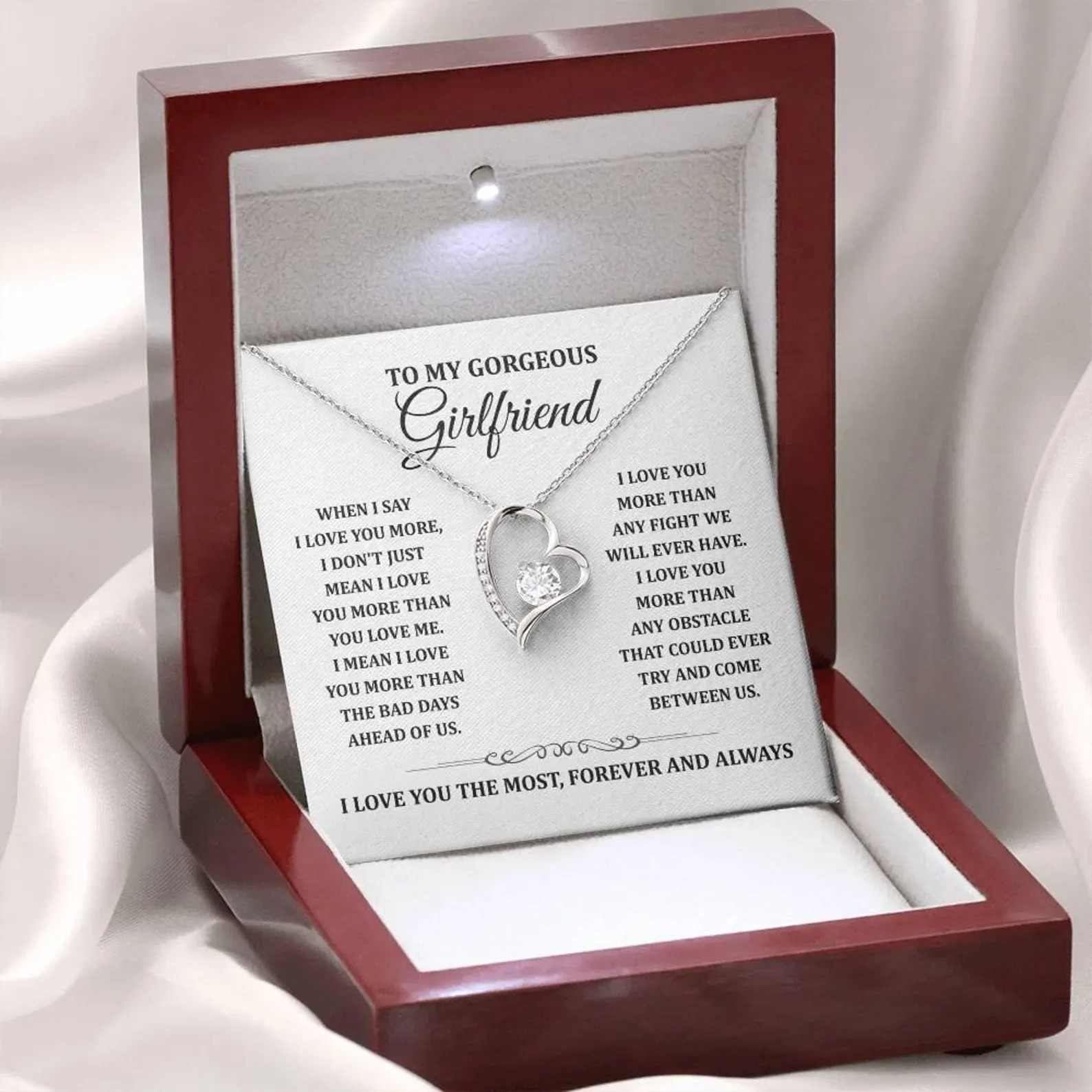 To My Girlfriend Necklace Love Heart Romantic Birthday Valentine’s Day Gift