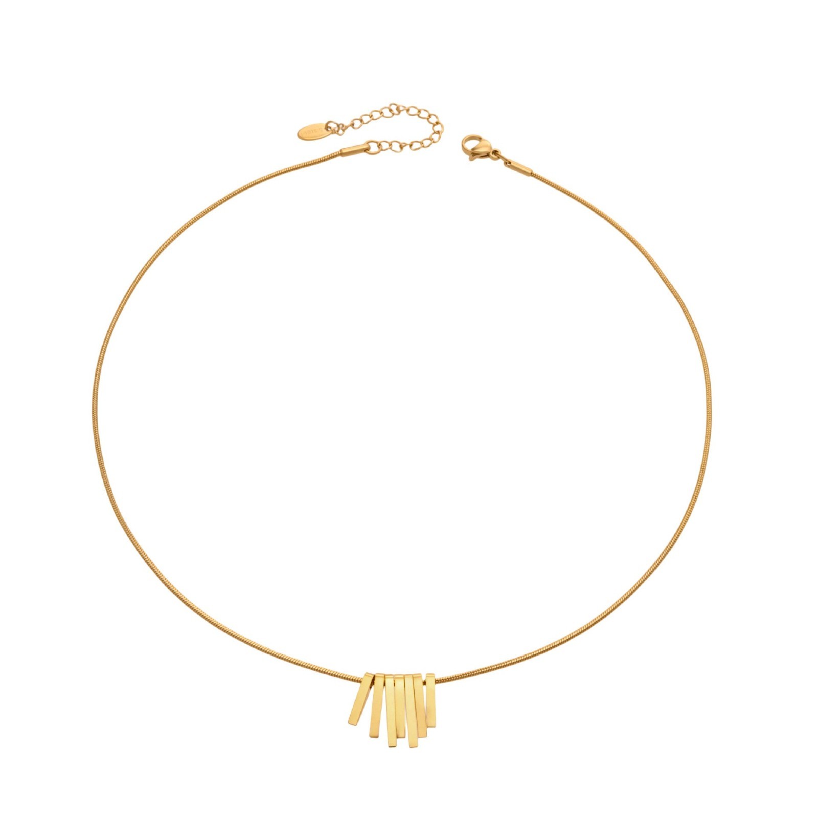 18K Gold Plated Stainless Steel Fringe Bar Snake Chain Necklace