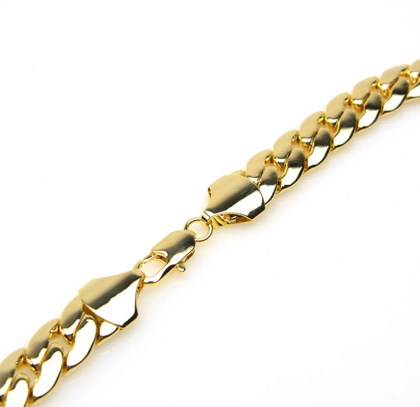 Men’s Heavy 12 mm Solid 14K Gold Plated Miami Cuban Link Chain Necklace 24″