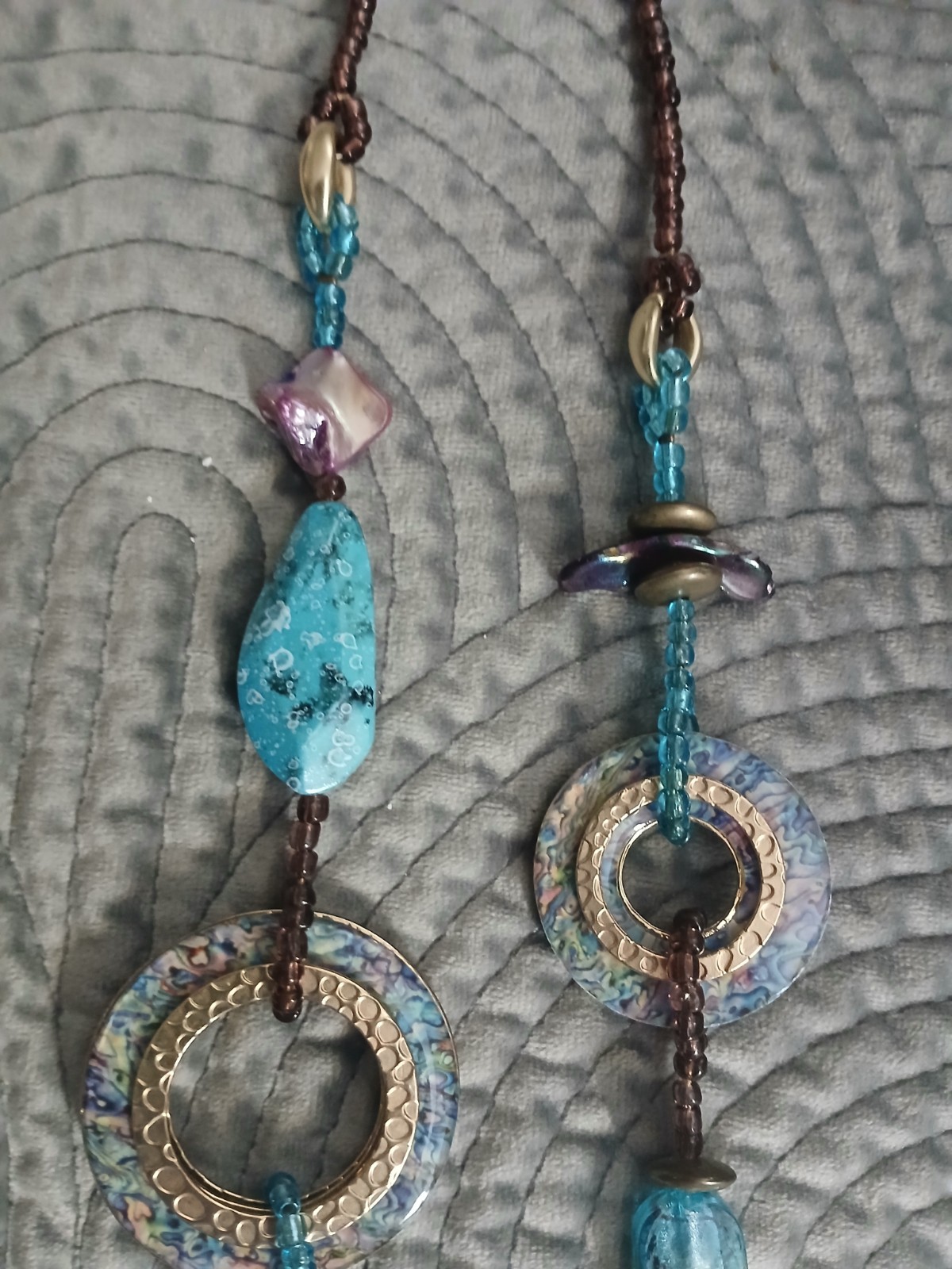 Boho Inspired, Multi Circle design In Shades Blues A Must Have