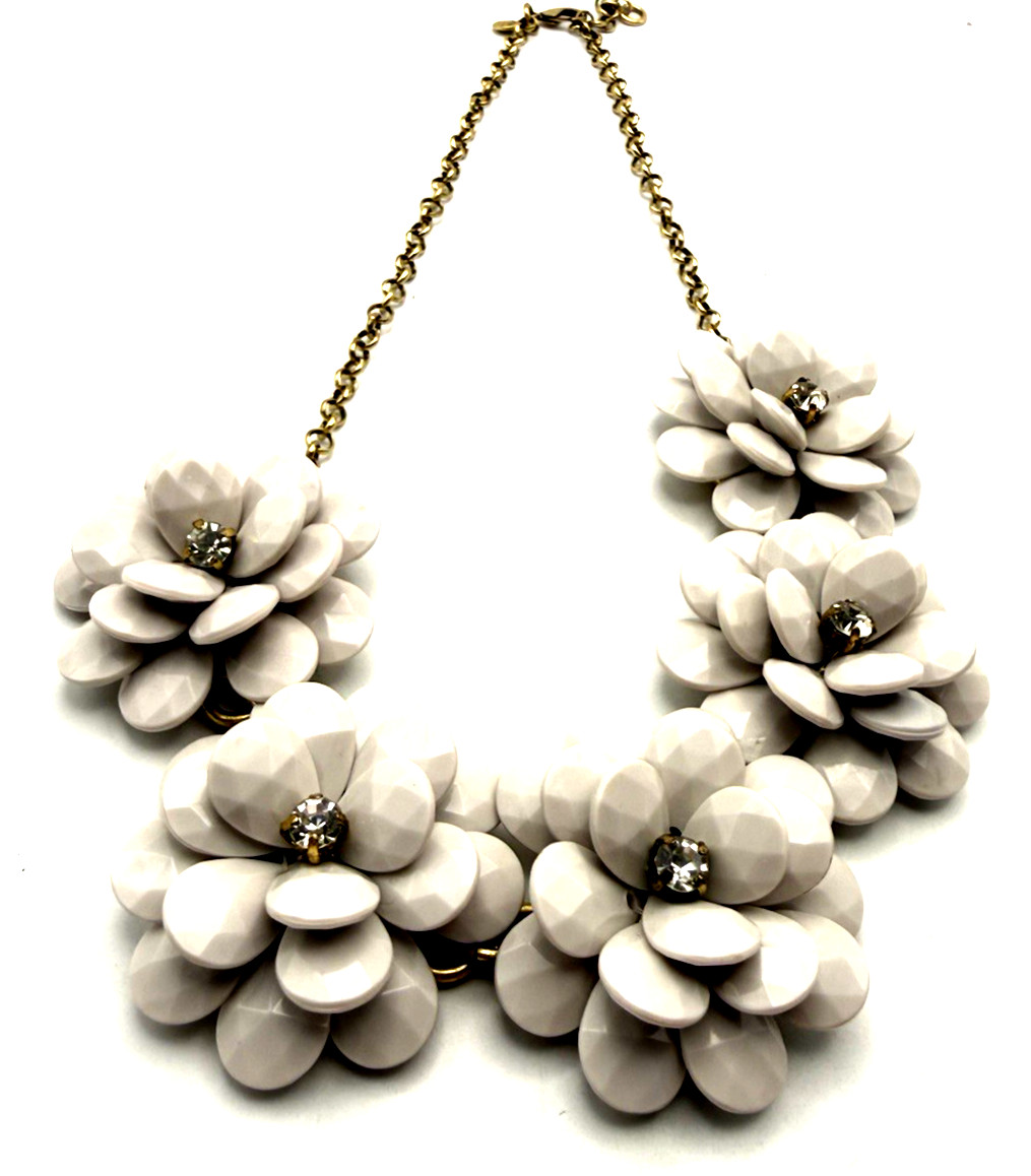 J. Crew 18″ Cream Cluster Flower Statement Necklace