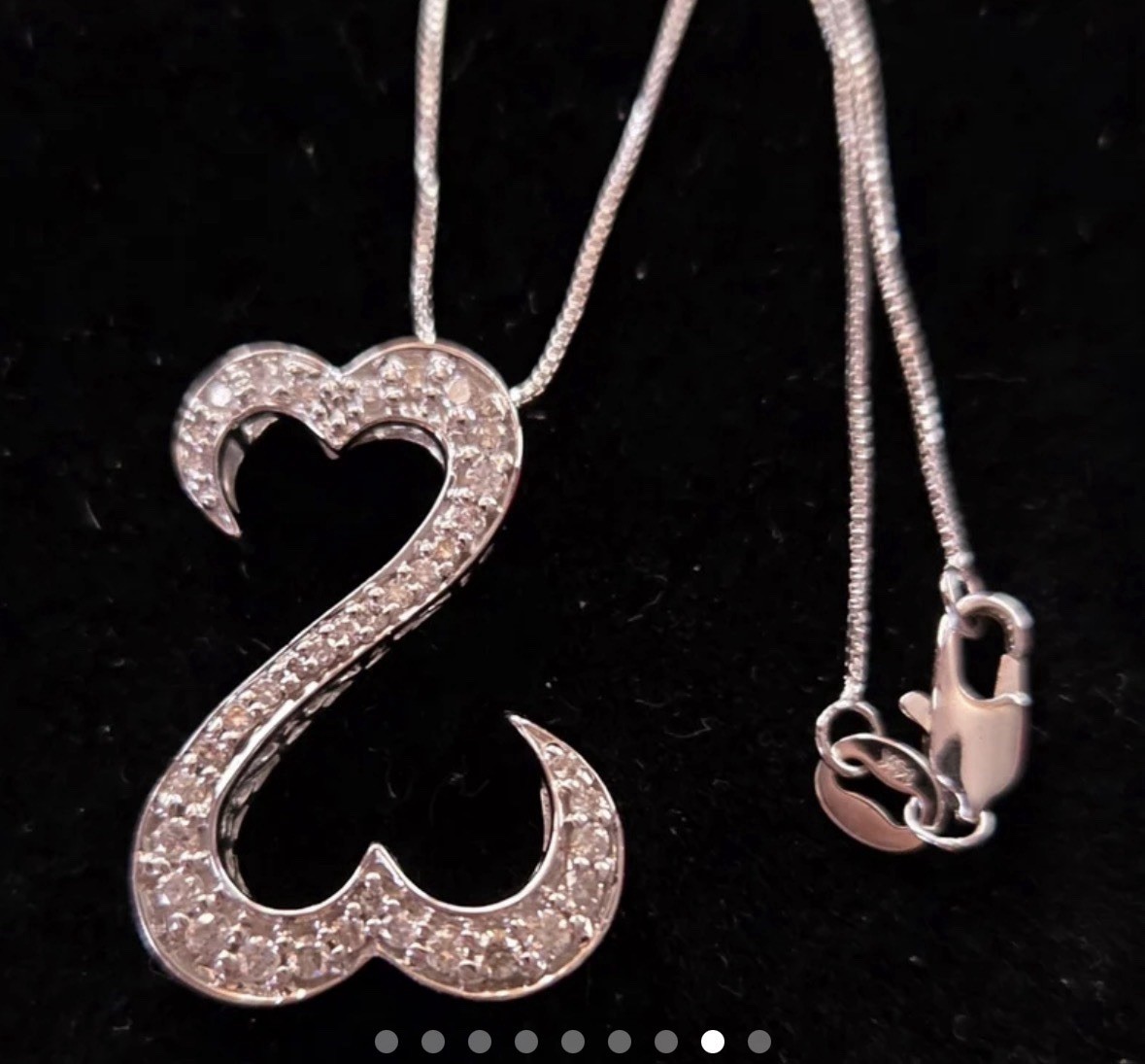 JAme Seymore open heart white gold chain and pendant 1/4 carat diamond