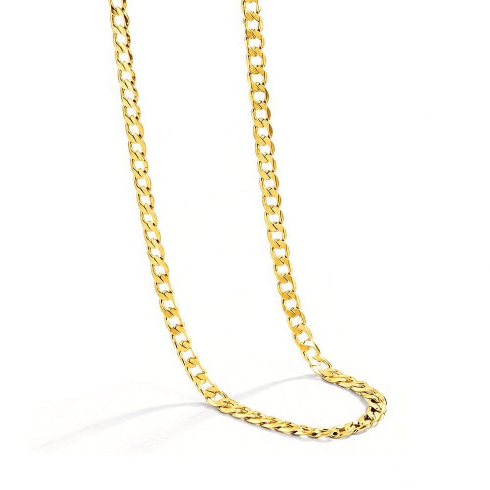 Flat & Thin 18K-GP 925 Sterling Silver 3mm Cuban Link Chain Necklace Curb Chain
