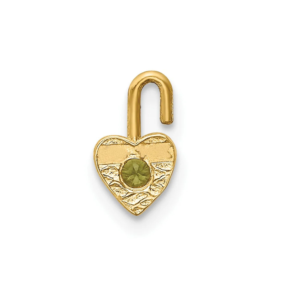 10K / 14K Yellow Gold 10ky August Synthetic Birthstone Heart Charm