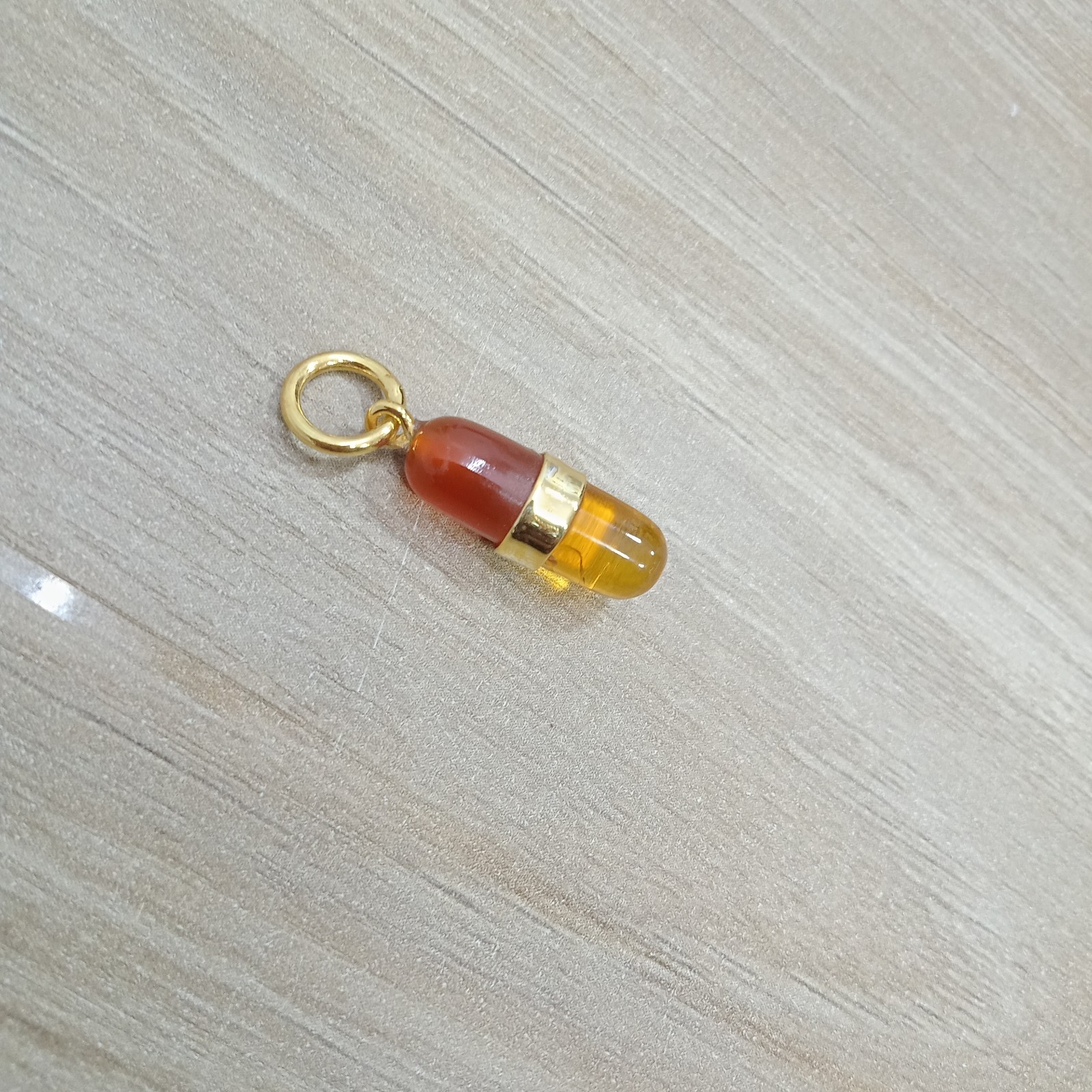 Vermeil Pill Capsule, 18k Gold Pill Charm, Carabiner, Pill Pendant, Tases Stones