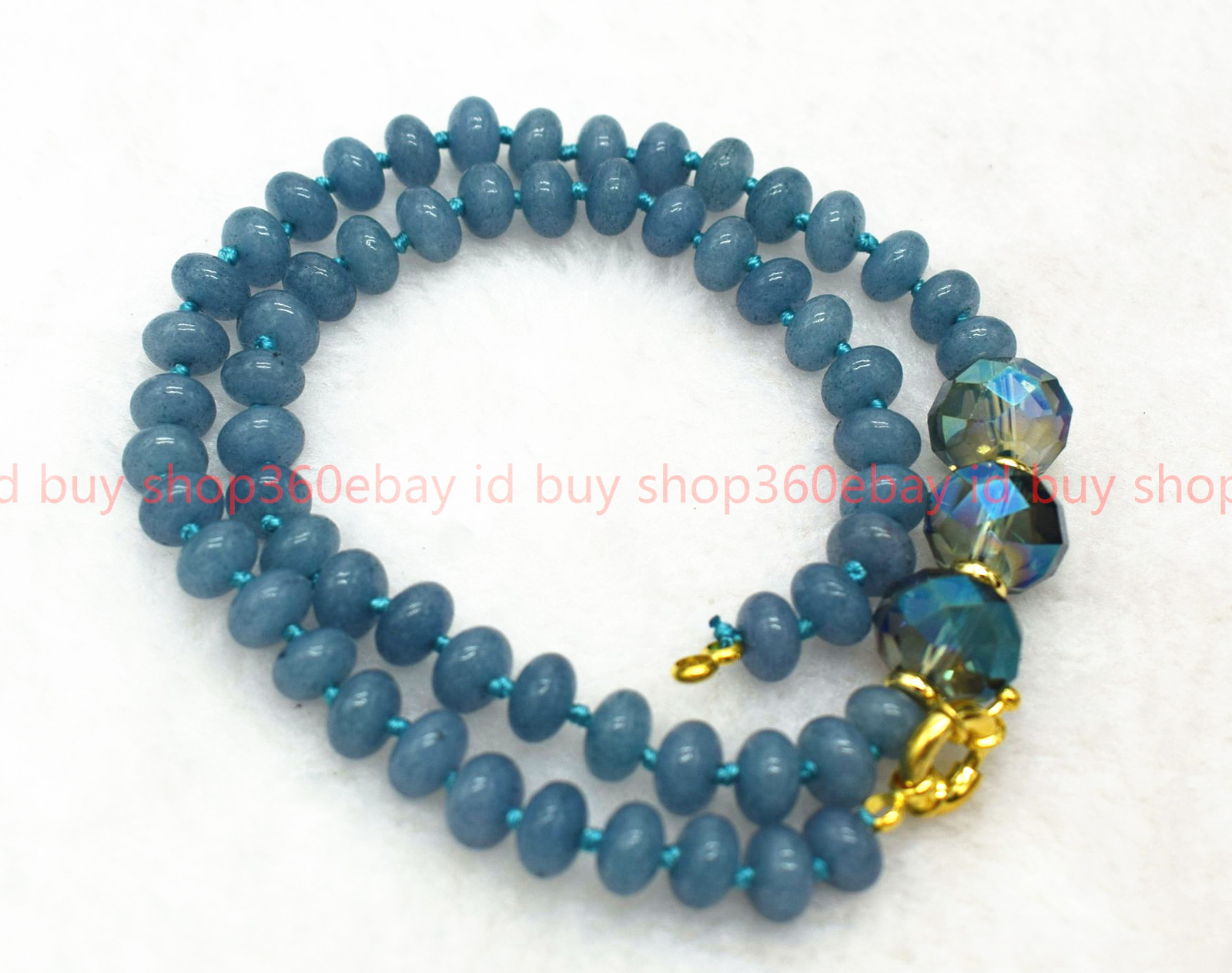 Pretty Natural 5x8mm Smooth Blue Aquamarine Gems Rondelle Beads Necklace 16-24in