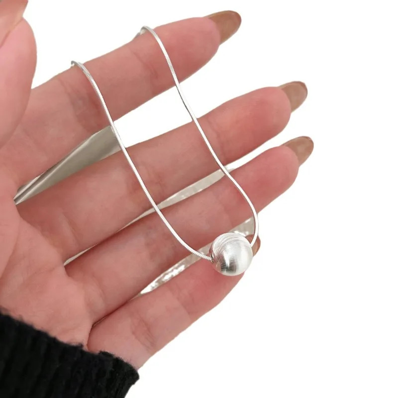 Silver Necklace Bead Pendant Simple for Women Wedding Engagement