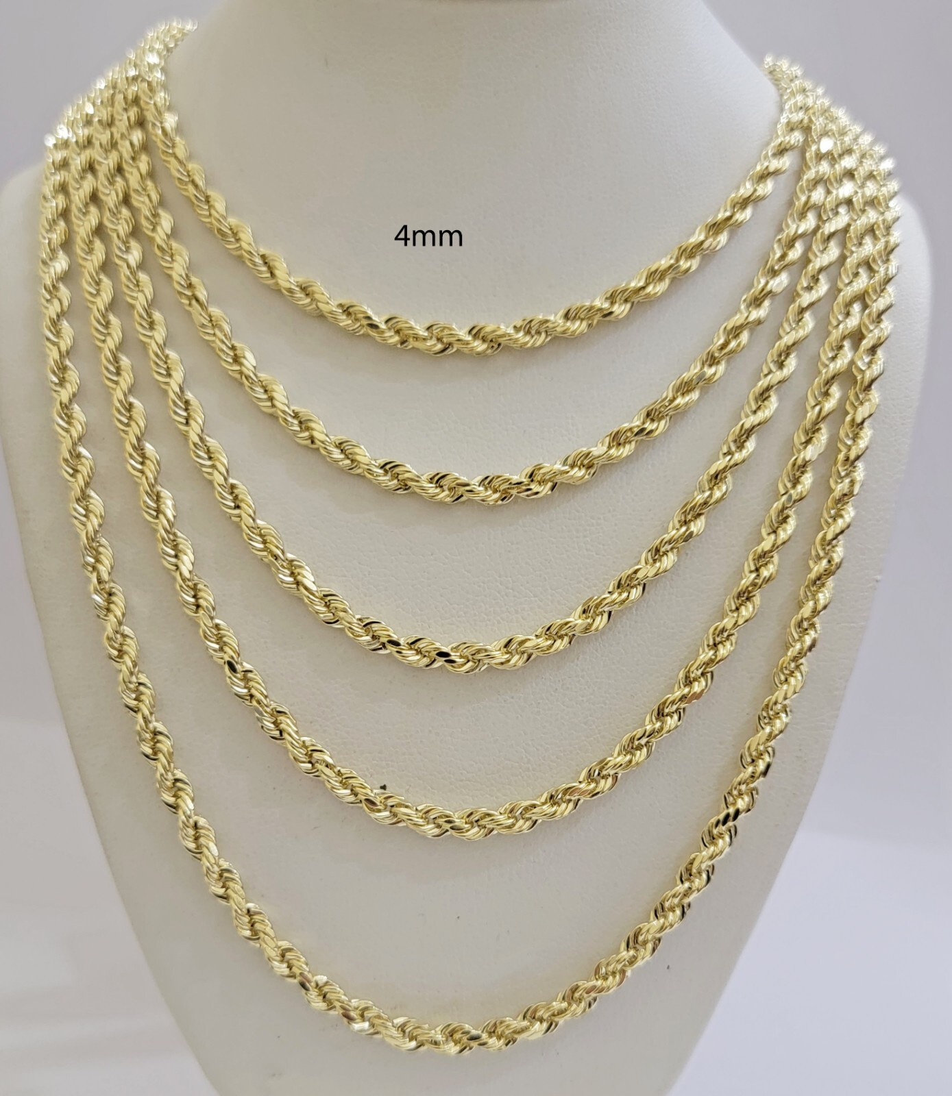 Real 14k Yellow Gold Rope chain necklace 2.5mm 3mm 4mm 5mm 18-26 Inch Men women.