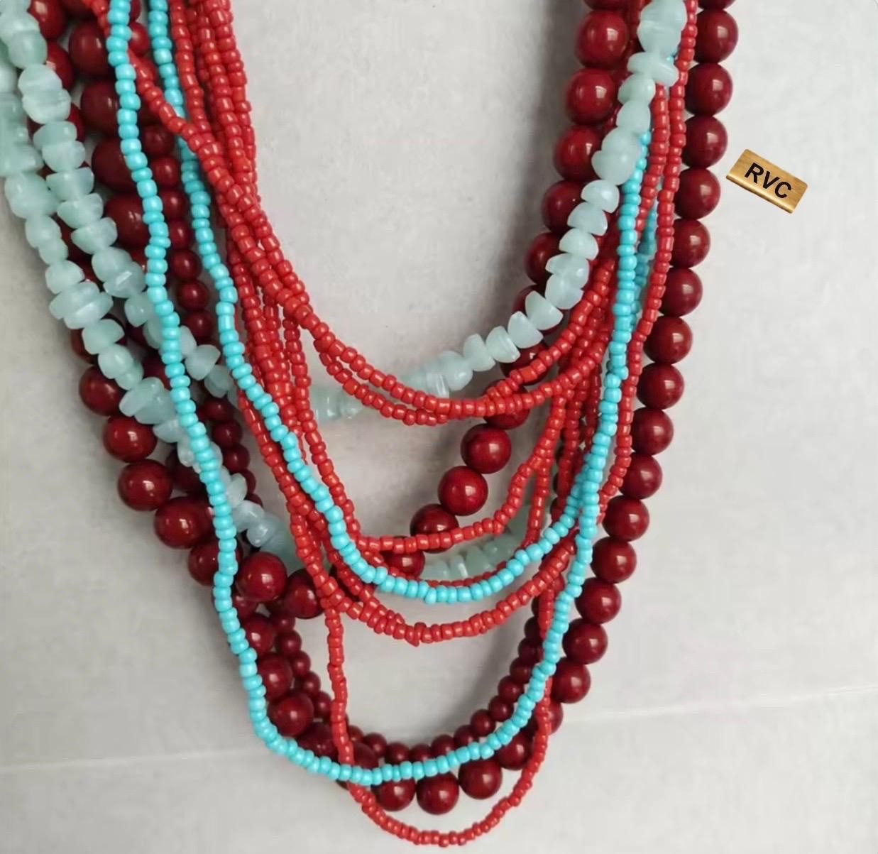 Chunky Multi Color Beaded Layered Statement Necklace ZARA Boho NEW