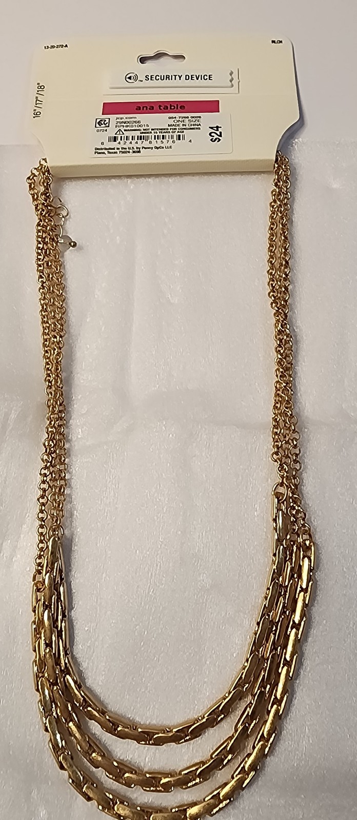 a.n.a Multi-Strand Gold Tone Necklace 16-18 Inch Adjustable Chain