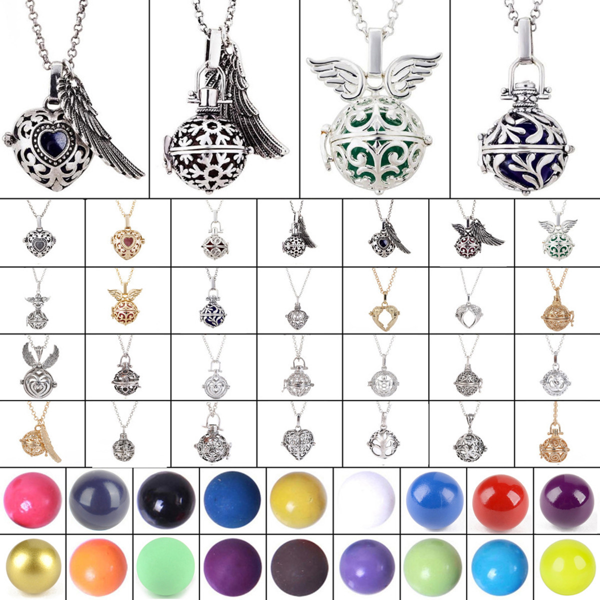 Harmony Ball Cage Leather Silver Locket Angel Caller Sound Bell Pendant Necklace