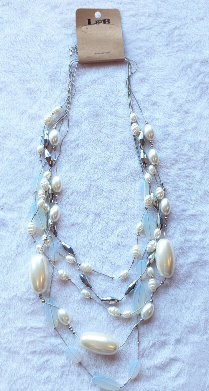 L & B Multi Strand Imitation/Faux Pearl Necklace