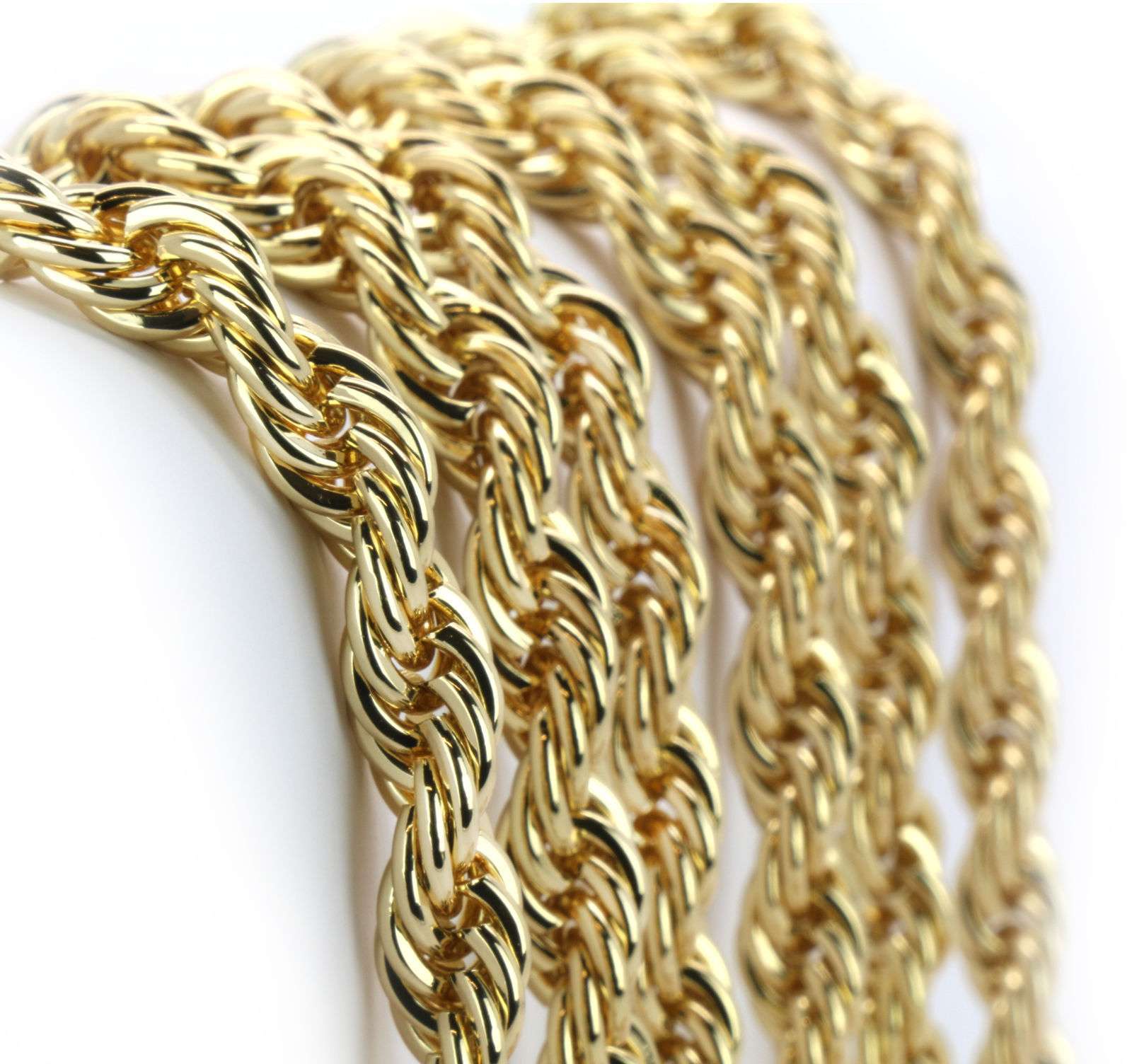 Men’s 24K Gold Plated 10mm & 2.5mm 30″ Thick Rope Chain Hip Hop Style Set