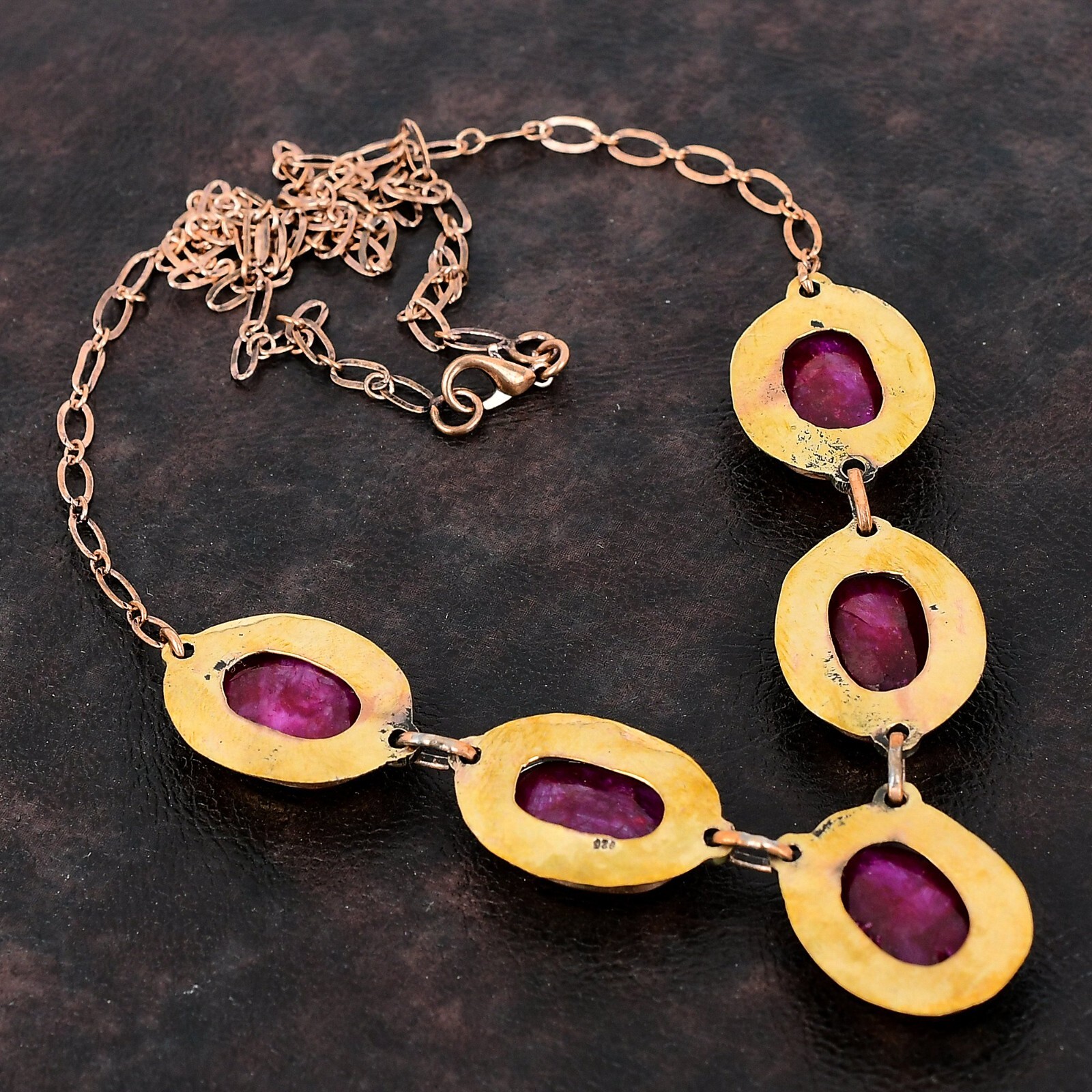 Kashmir Rubi Jewelry Gemstone Copper Gift For Mother Adjustable Necklace 18.0″