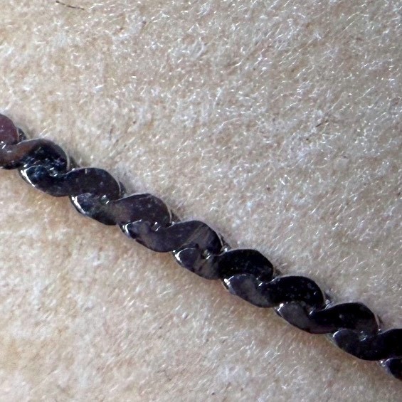 Silver tone Flat Curb Link Chain Necklace 18 Inch Minimalist Shimmer