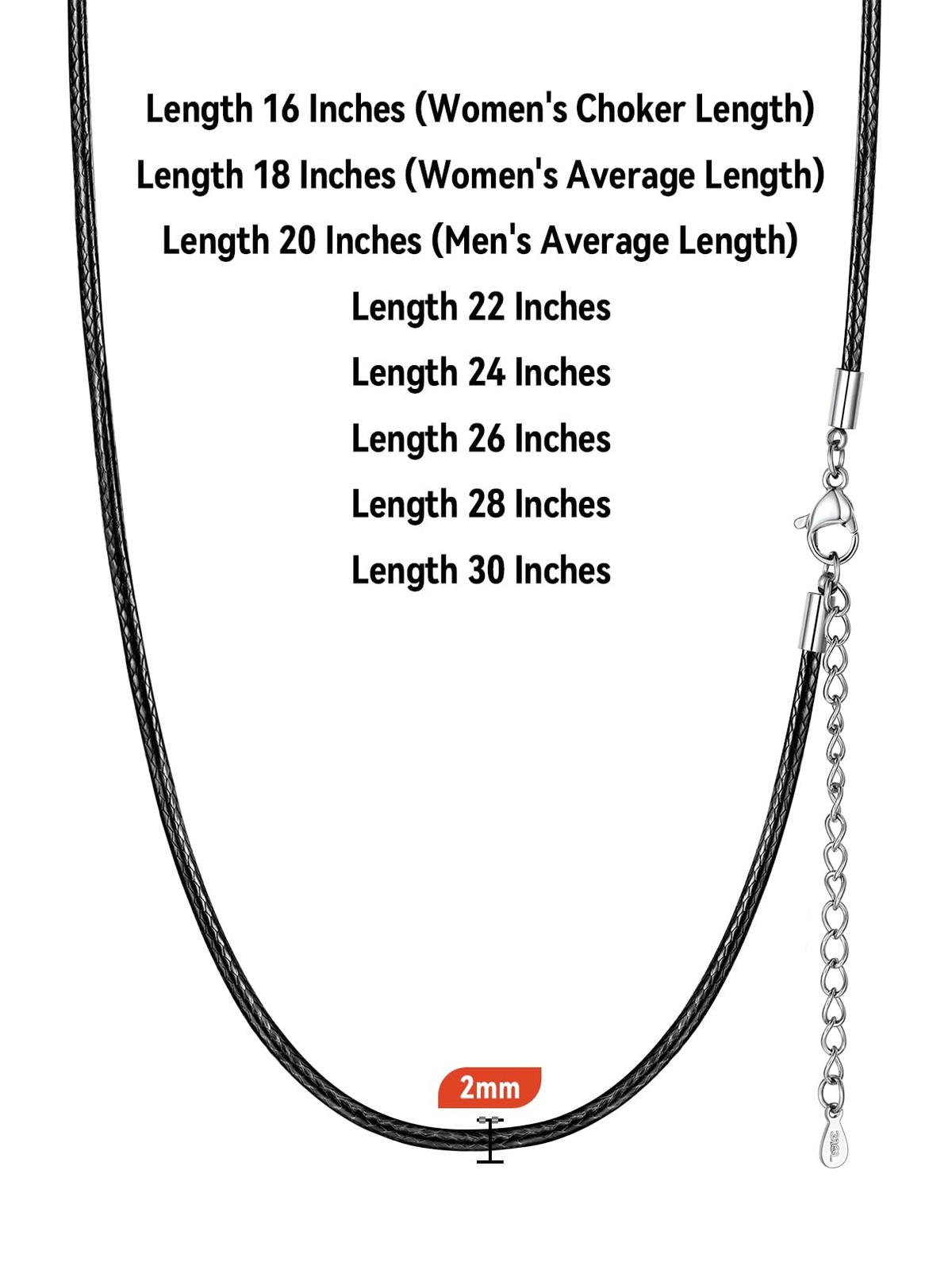 Braided Leather 1.5MM/2MM/3MM Necklace Cord for Men with Stainless Steel Lobs…