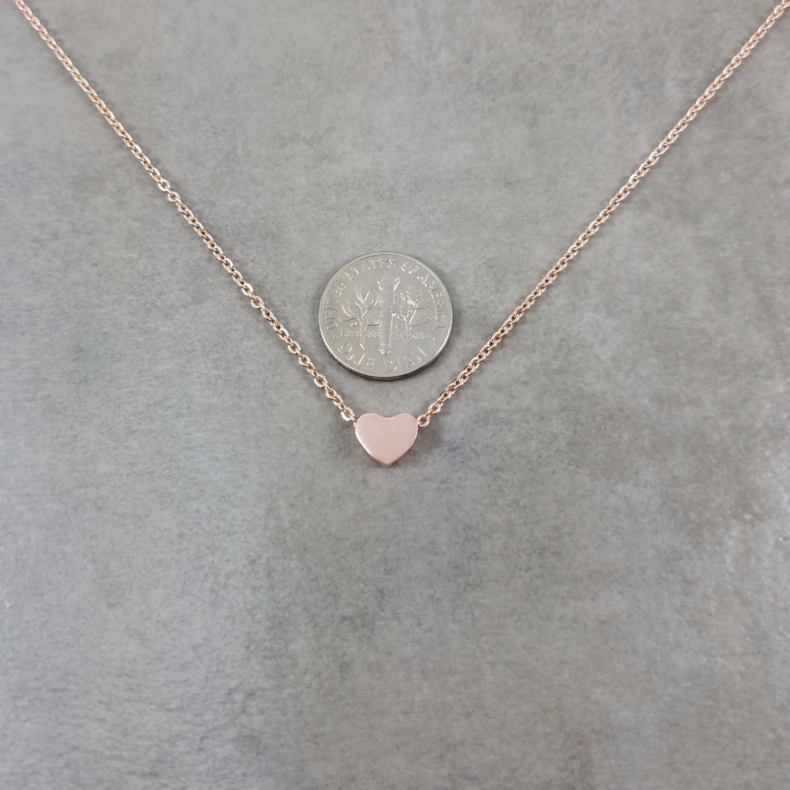 Rose Gold Plated Tiny Heart Necklace Gift Box Dainty Love Womens Jewelry