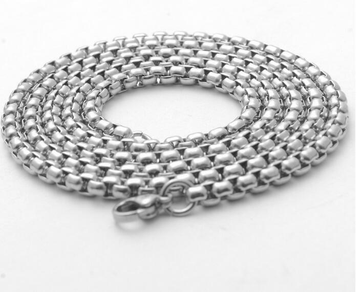 2/3/4/5/MM Men’s Chain Stainless Steel Round Box Link Necklace 20-32 inch hot yc