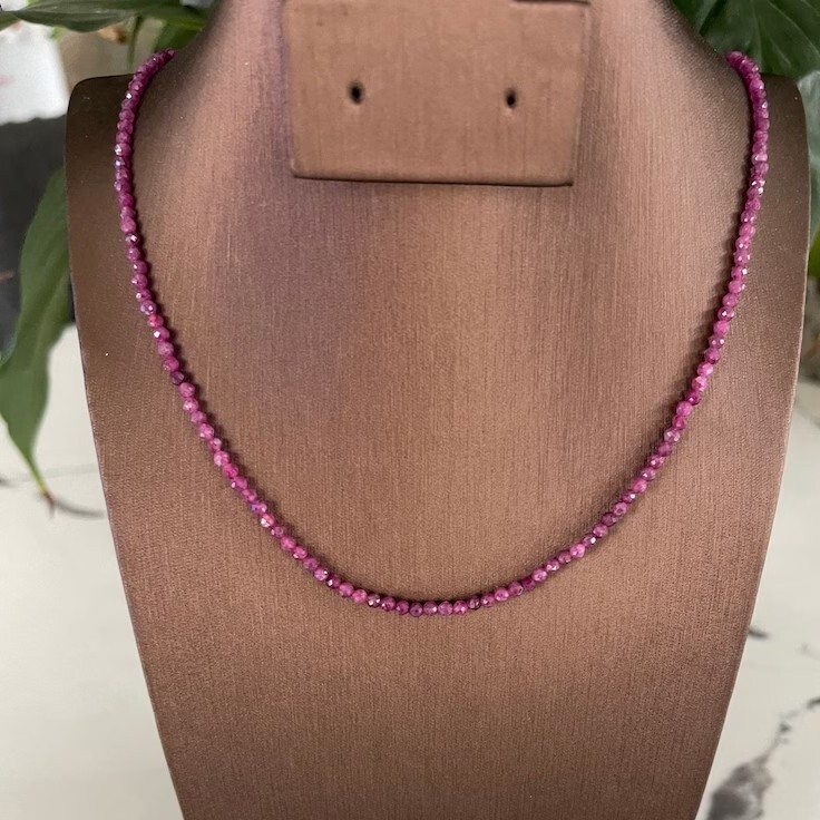 Natural Ruby Choker 2mm Crystal Gemstone Beads Dainty Choker Necklace Minimalist