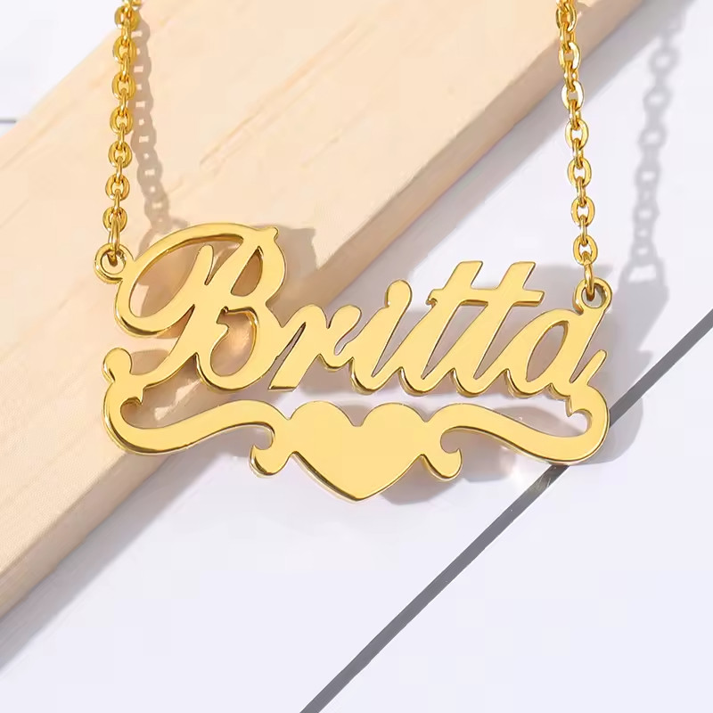 Custom Heart Pendant Name Necklace Fashion Jewelry Stainless Steel Chain Women