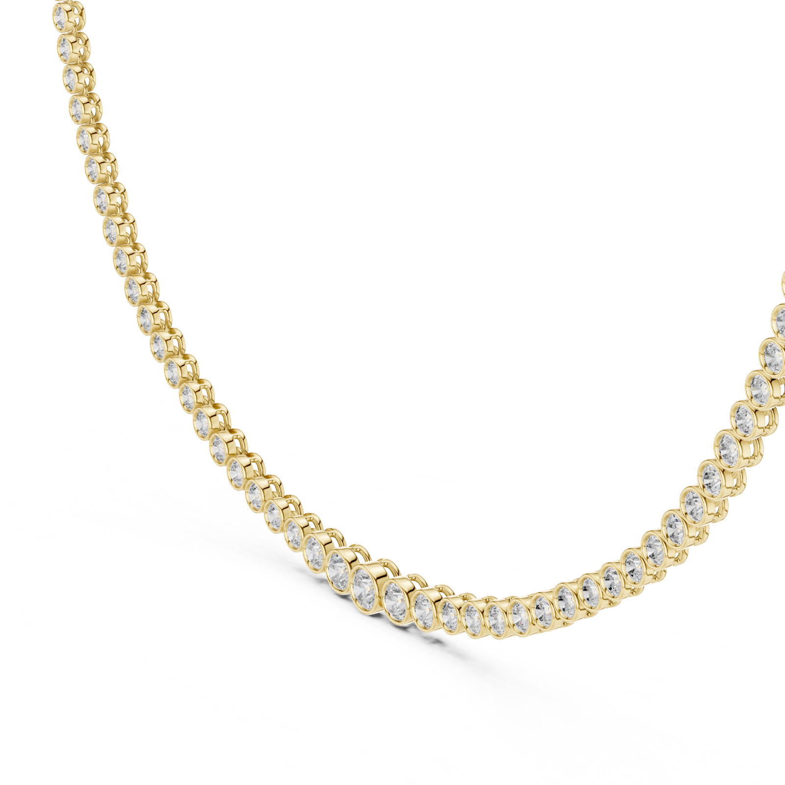 925 Silver Lab Grown Diamond Bezel Tennis Necklace Wedding Promise Gift For Her