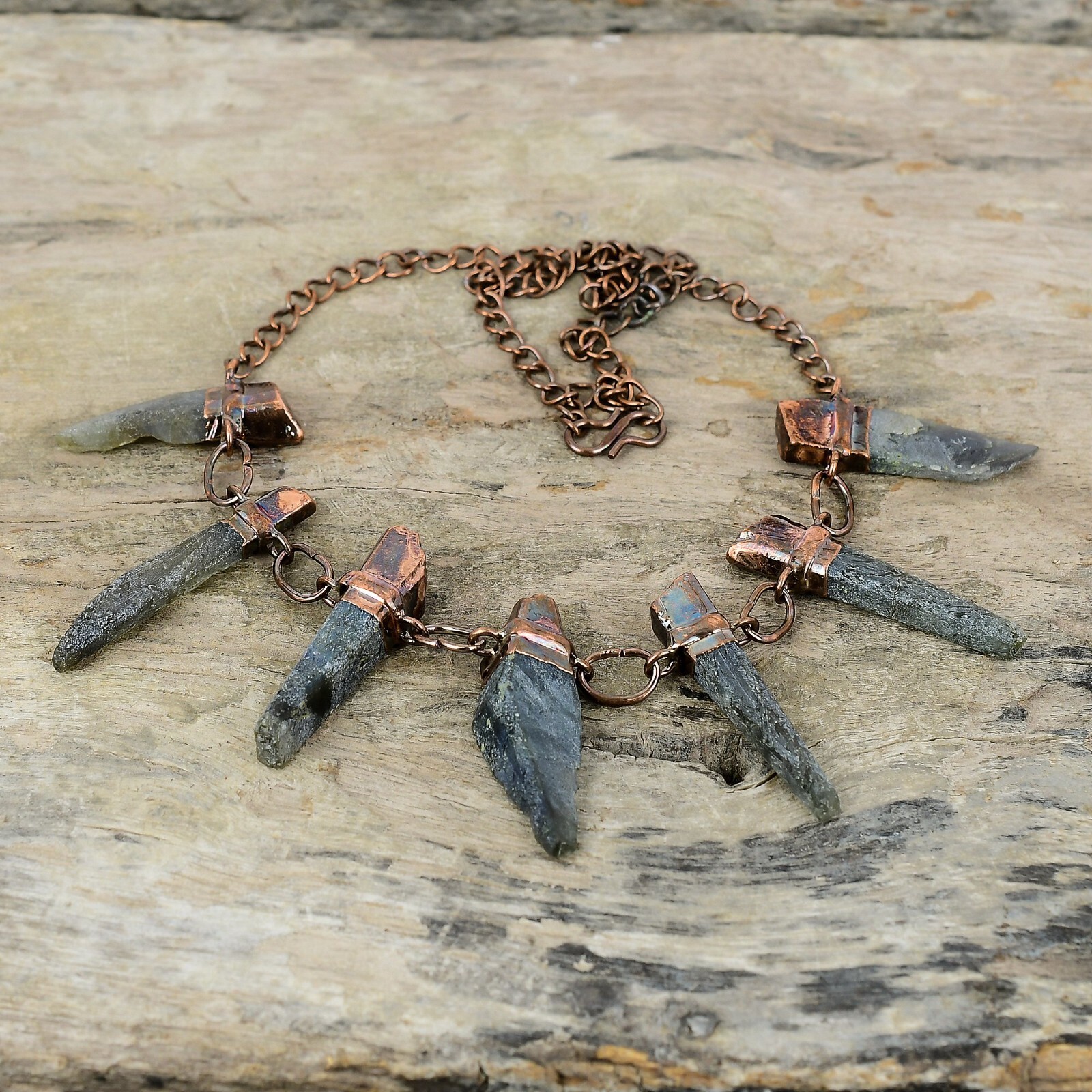 Labradorite Rough Copper Gift For Love Electroformed Adjustable Necklace 18.0″