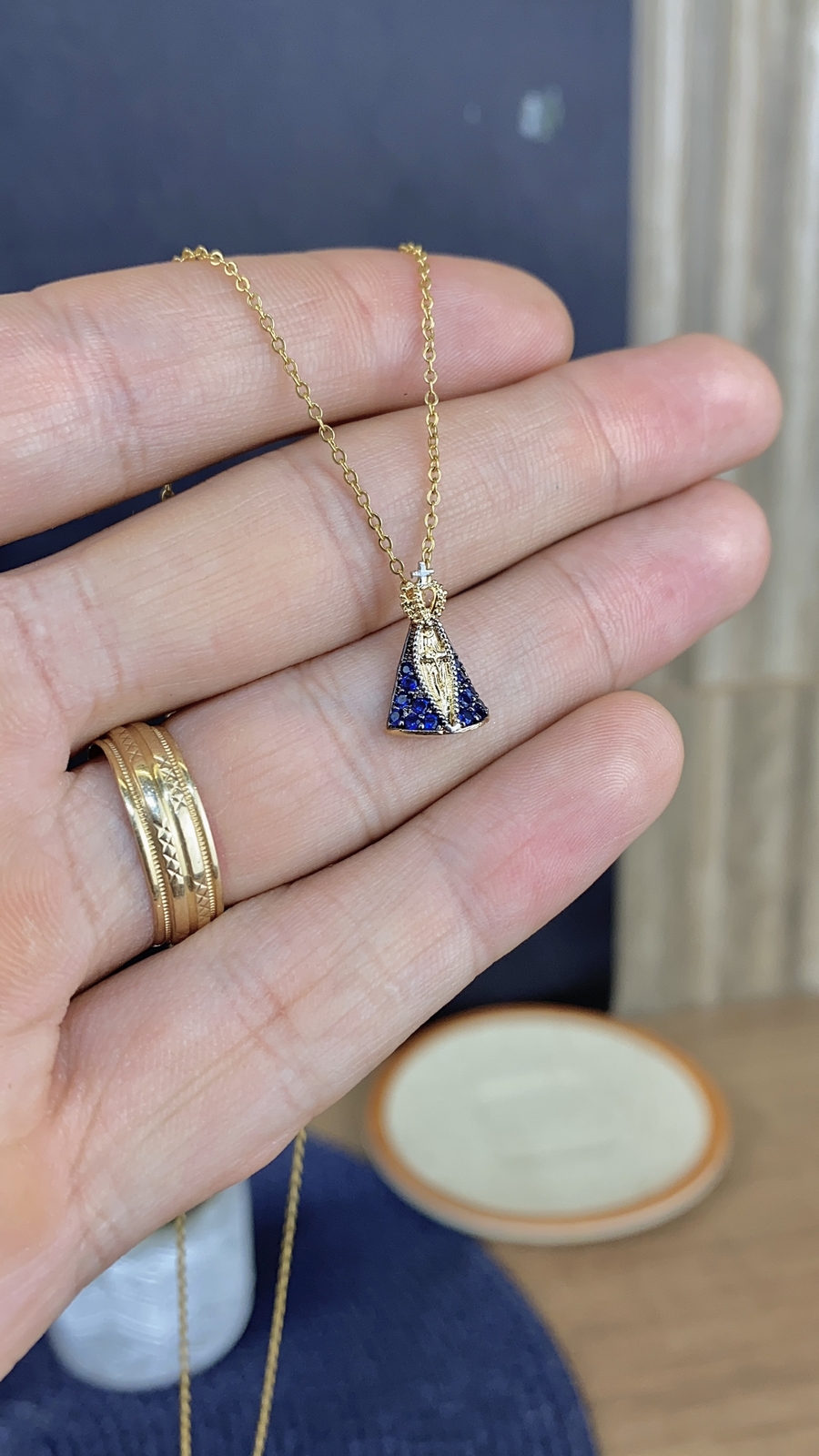 Colar e Pingente de Nossa Senhora Aparecida 18K Gold Filled Elegant Necklace 18″
