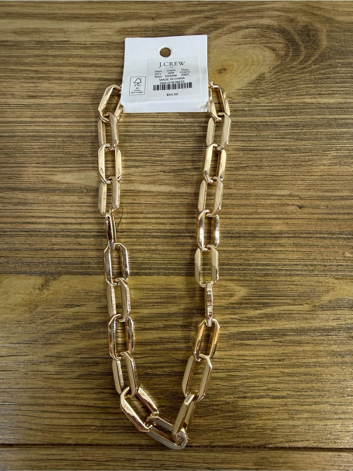 NWT J. Crew Rectangle Link Statement Necklace Goldtone Chunky Preppy Classic
