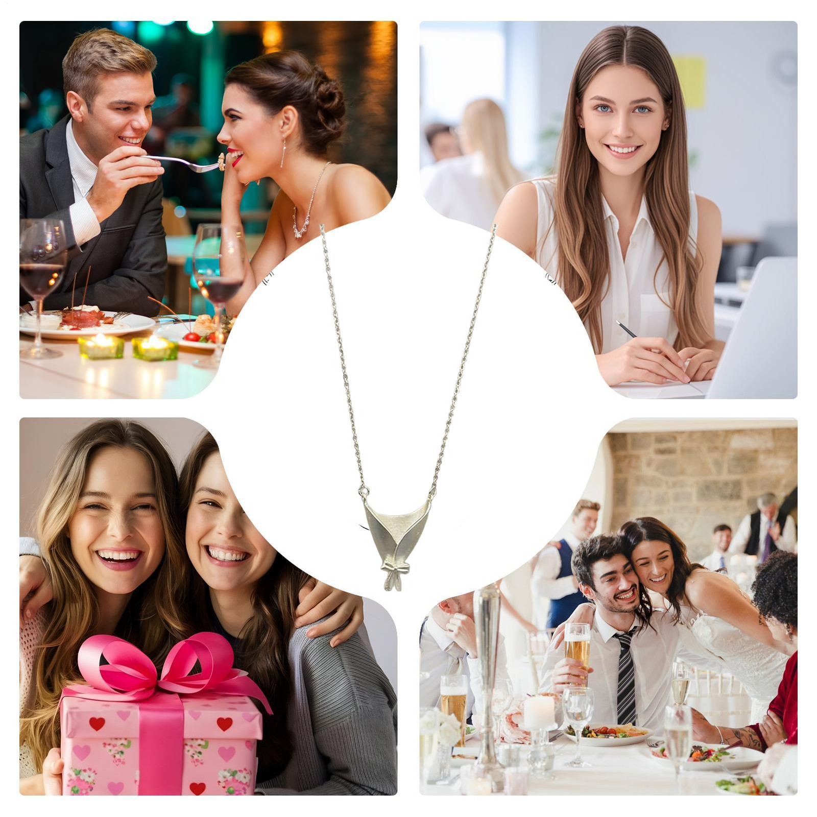 Wearable Vase Necklace for Women Artful Flower Bouquet Pendant Chain