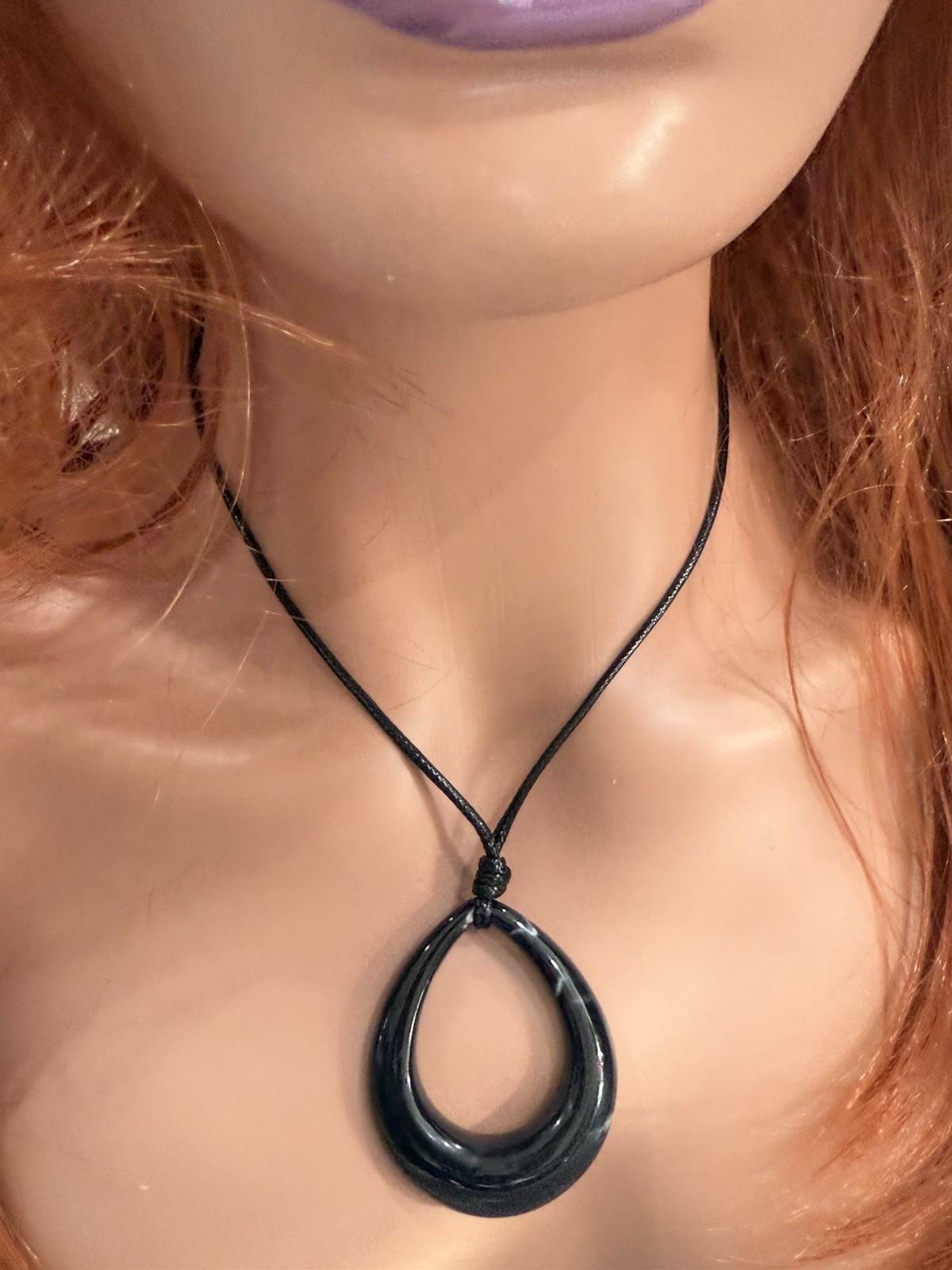 Black Acrylic Drop Choker Black Necklace Chunky Pendant Statement