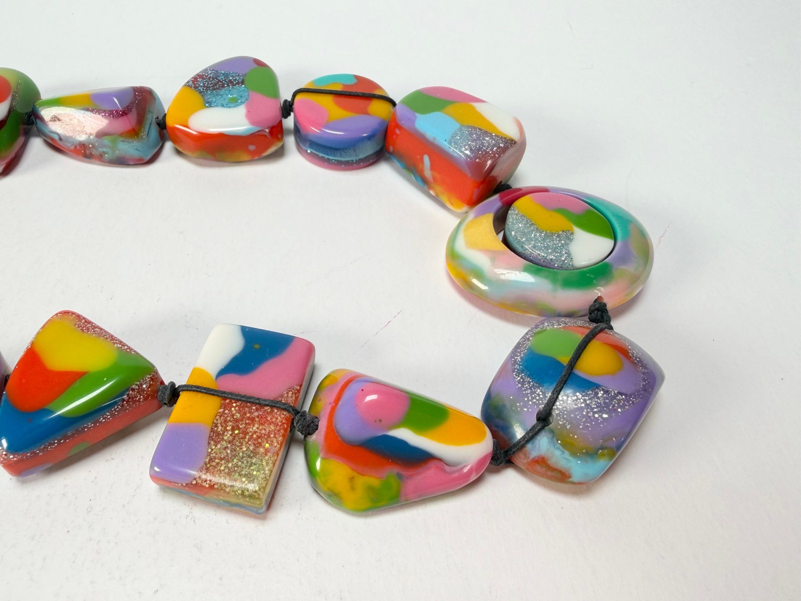 Jackie Brazil “Indiana” Kandinsky Multi-Bead Medium Resin 70cm Necklace (N0033)