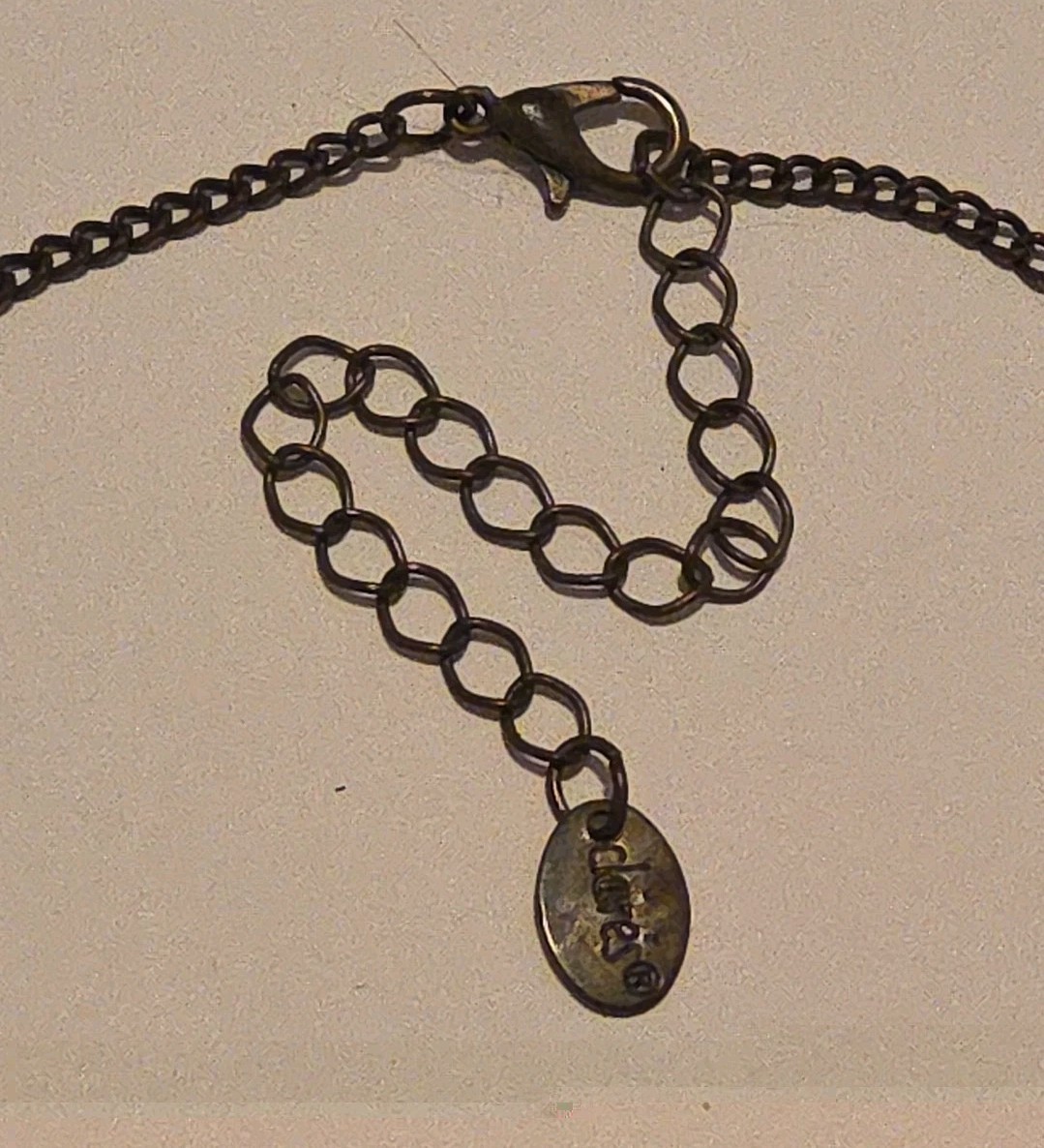 Claires Bronze spike Turquoise Enamel necklace punk goth beaded tribal 17-20”