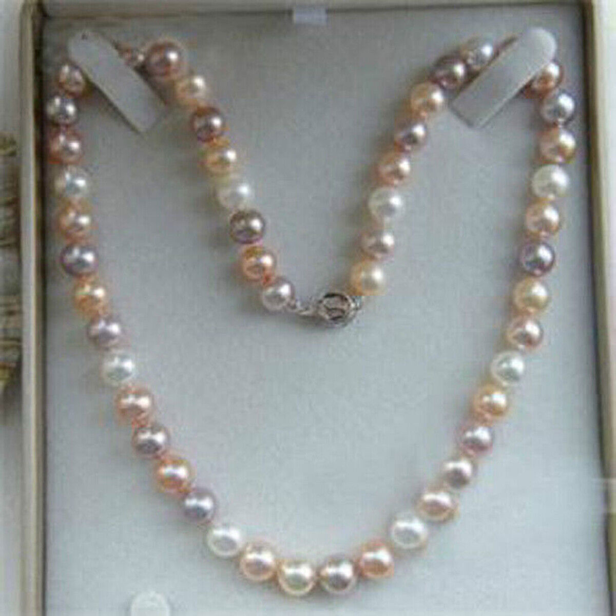 7-10mm Genuine Natural White Pink Purple Cultured Pearl Beads Necklace 14-48″