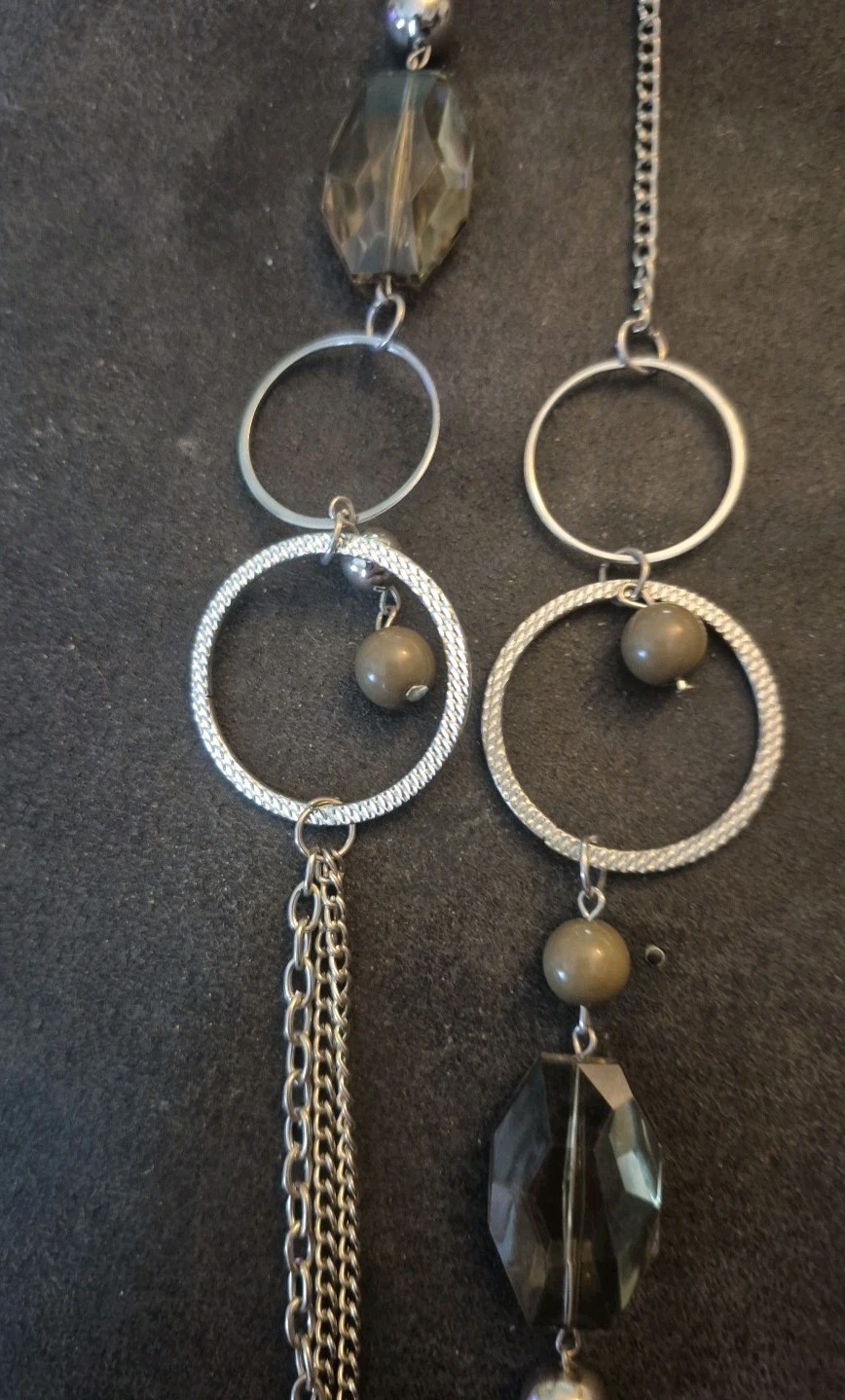 Paparazzi Margarita Masquerades- Olive Green Necklace & Matching Earrings 45”Lg