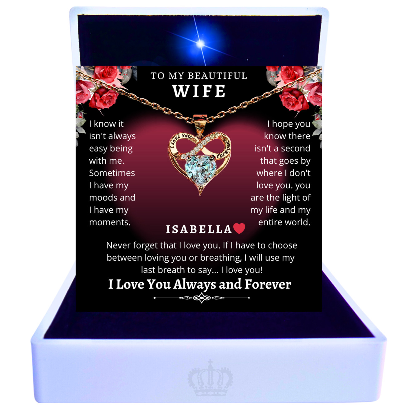 18k Infinity Wife CUSTOM Romantic Necklace Anniversary Birthday Gifs By Husband