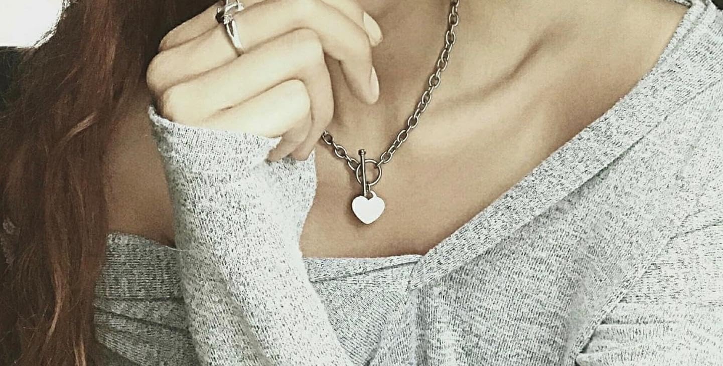 Modern High Polished Heart Pendant Necklace with Adjustable Length 16-25″