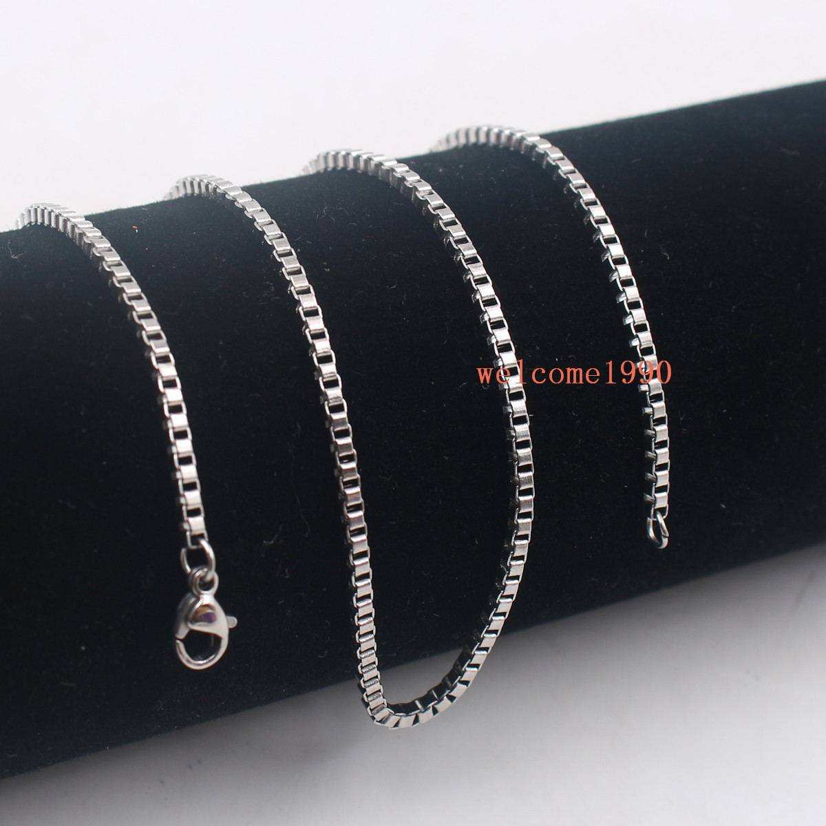 A dozen（12pcs) Box Link Chain Stainless steel Necklace Silver 18”-32” in bulk